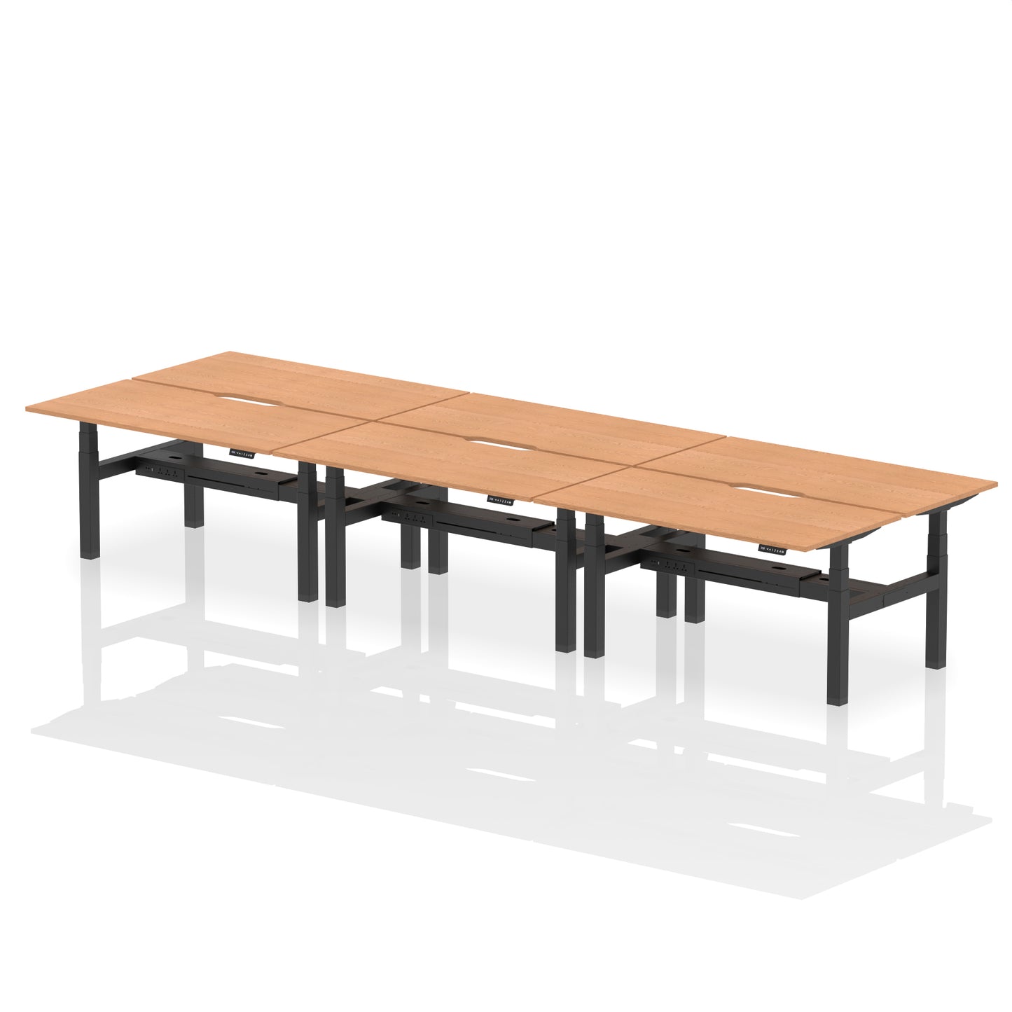 Air Back-to-Back Scalloped Edge Height Adjustable Bench Desk - 6 Person - 1200mm, 1400mm, 1600mm - Multiple Colour Options