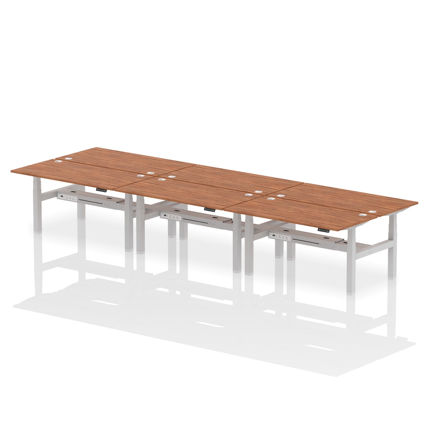 Air Back-to-Back Height Adjustable Bench Desk - 6 Person - 1200mm, 1400mm, 1600mm, 1800mm - Multiple Colour Options