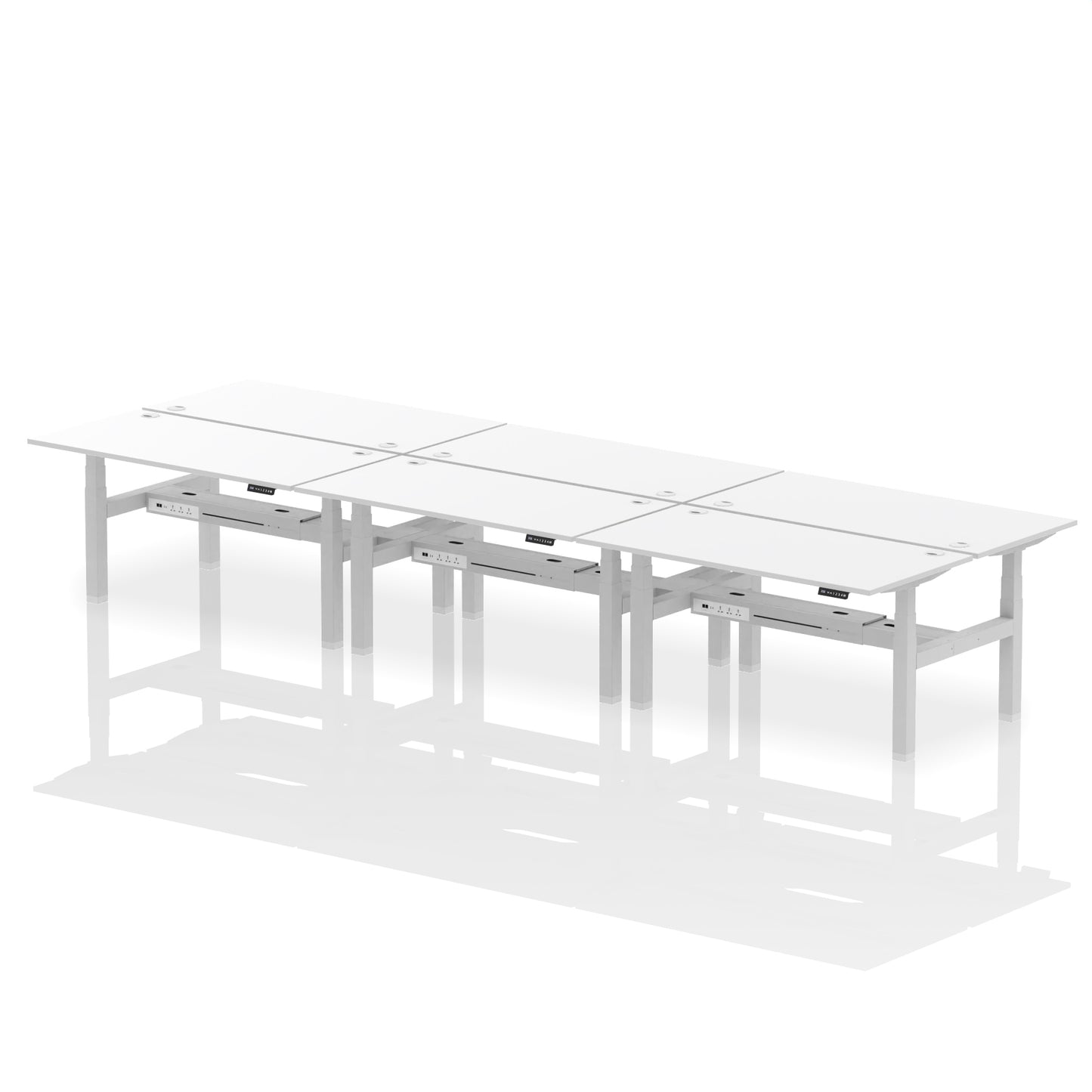 Air Back-to-Back Height Adjustable Bench Desk - 6 Person - 1200mm, 1400mm, 1600mm, 1800mm - Multiple Colour Options