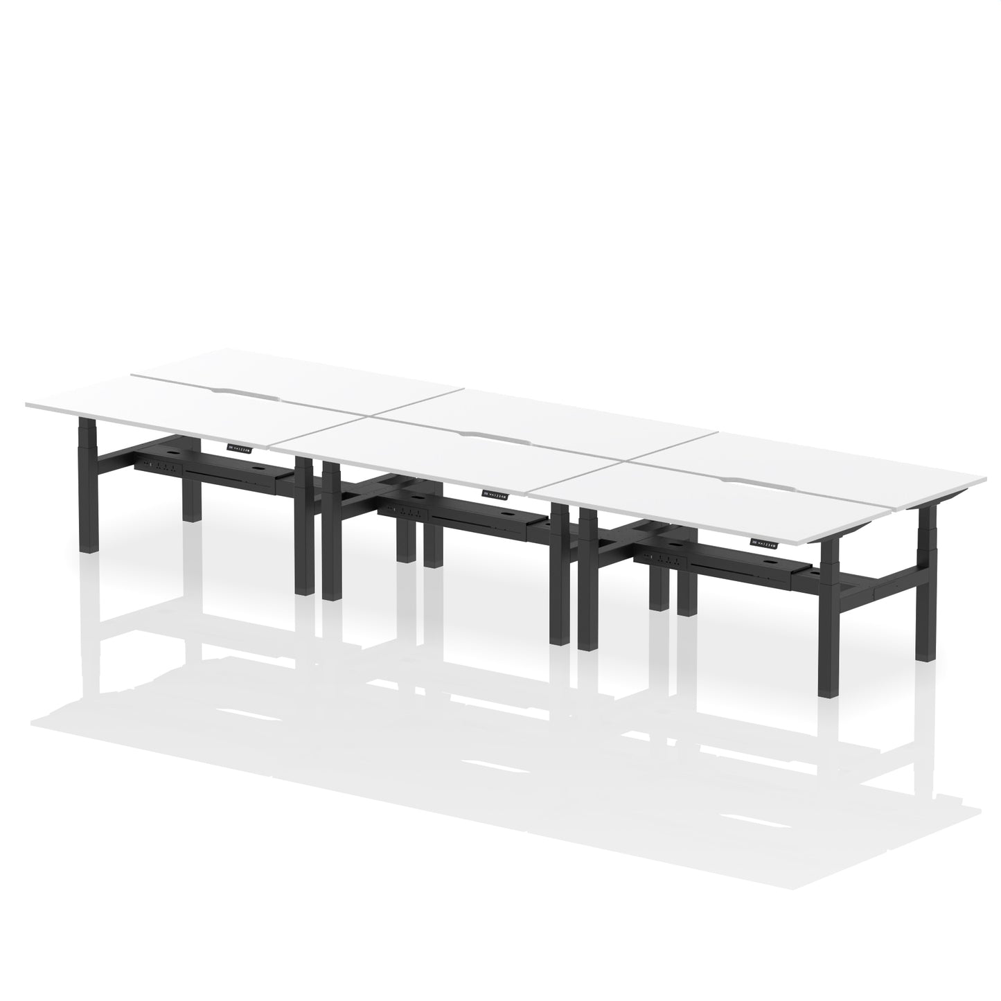 Air Back-to-Back Scalloped Edge Height Adjustable Bench Desk - 6 Person - 1200mm, 1400mm, 1600mm - Multiple Colour Options