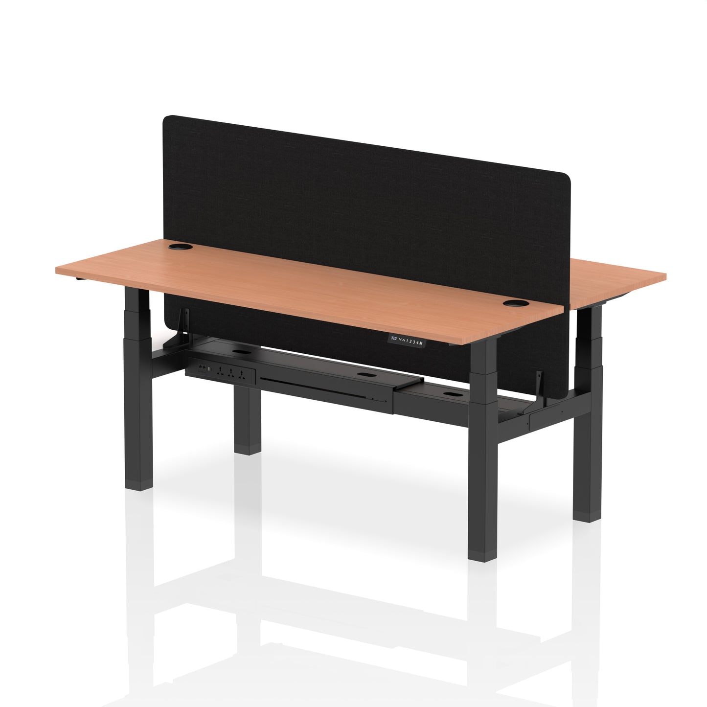 Air Back-to-Back Slimline Height Adjustable Bench Desk - 2 Person with Black Straight Screen - 1200mm, 1400mm, 1600mm, 1800mm - Multiple Colour Options
