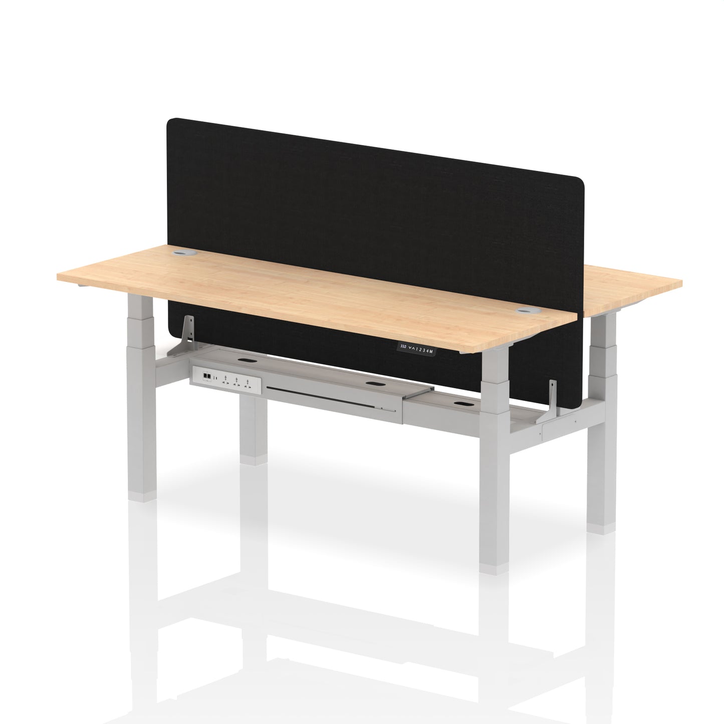 Air Back-to-Back Slimline Height Adjustable Bench Desk - 2 Person with Black Straight Screen - 1200mm, 1400mm, 1600mm, 1800mm - Multiple Colour Options