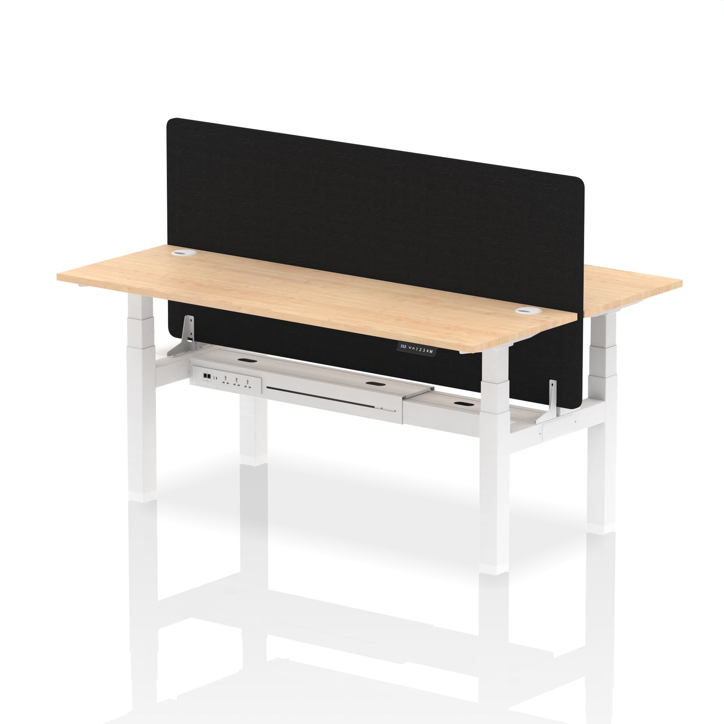 Air Back-to-Back Slimline Height Adjustable Bench Desk - 2 Person with Black Straight Screen - 1200mm, 1400mm, 1600mm, 1800mm - Multiple Colour Options