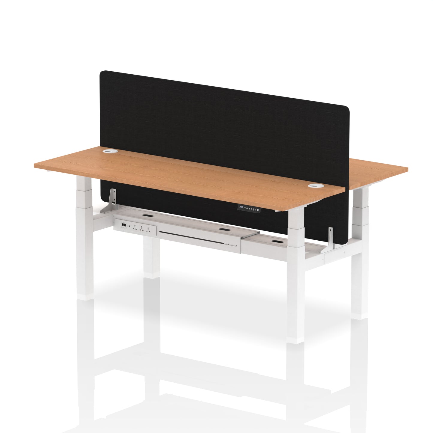 Air Back-to-Back Slimline Height Adjustable Bench Desk - 2 Person with Black Straight Screen - 1200mm, 1400mm, 1600mm, 1800mm - Multiple Colour Options