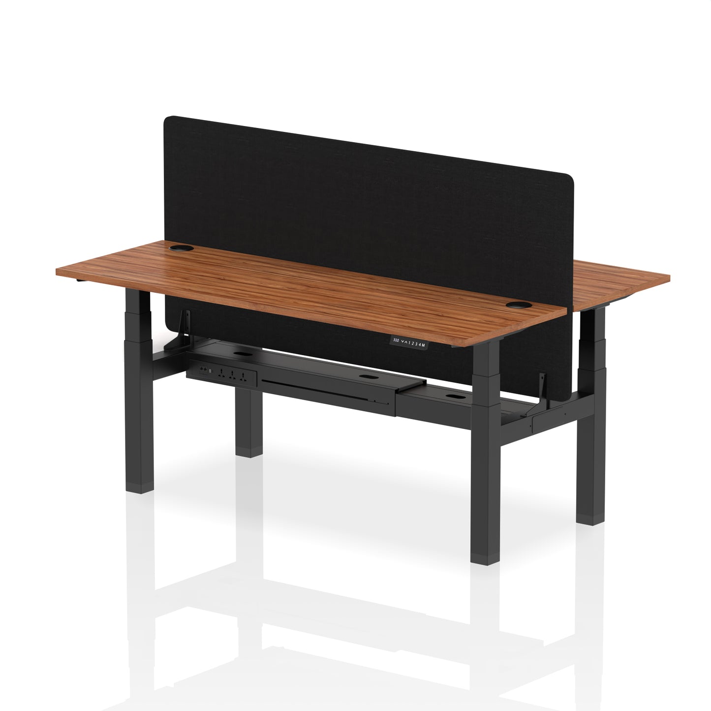 Air Back-to-Back Slimline Height Adjustable Bench Desk - 2 Person with Black Straight Screen - 1200mm, 1400mm, 1600mm, 1800mm - Multiple Colour Options