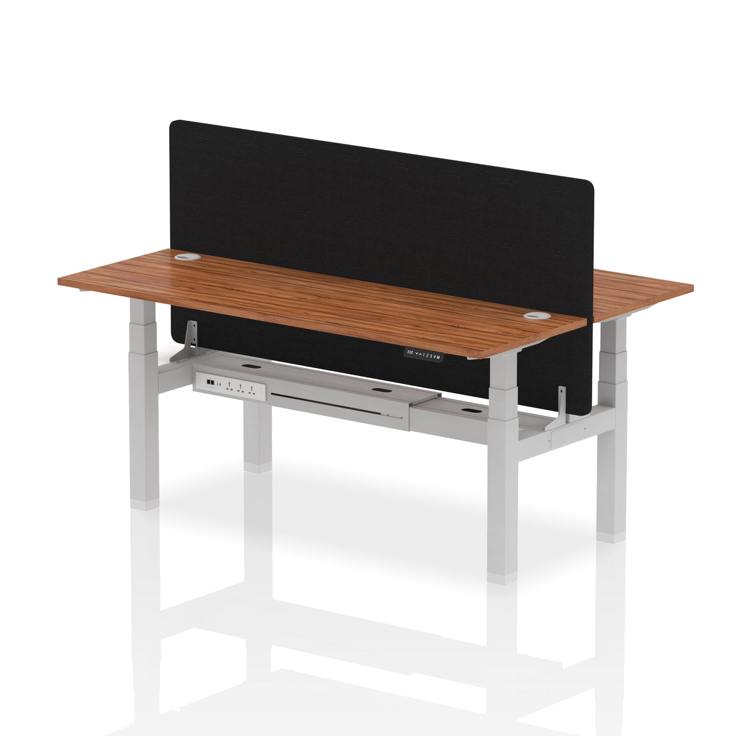 Air Back-to-Back Slimline Height Adjustable Bench Desk - 2 Person with Black Straight Screen - 1200mm, 1400mm, 1600mm, 1800mm - Multiple Colour Options