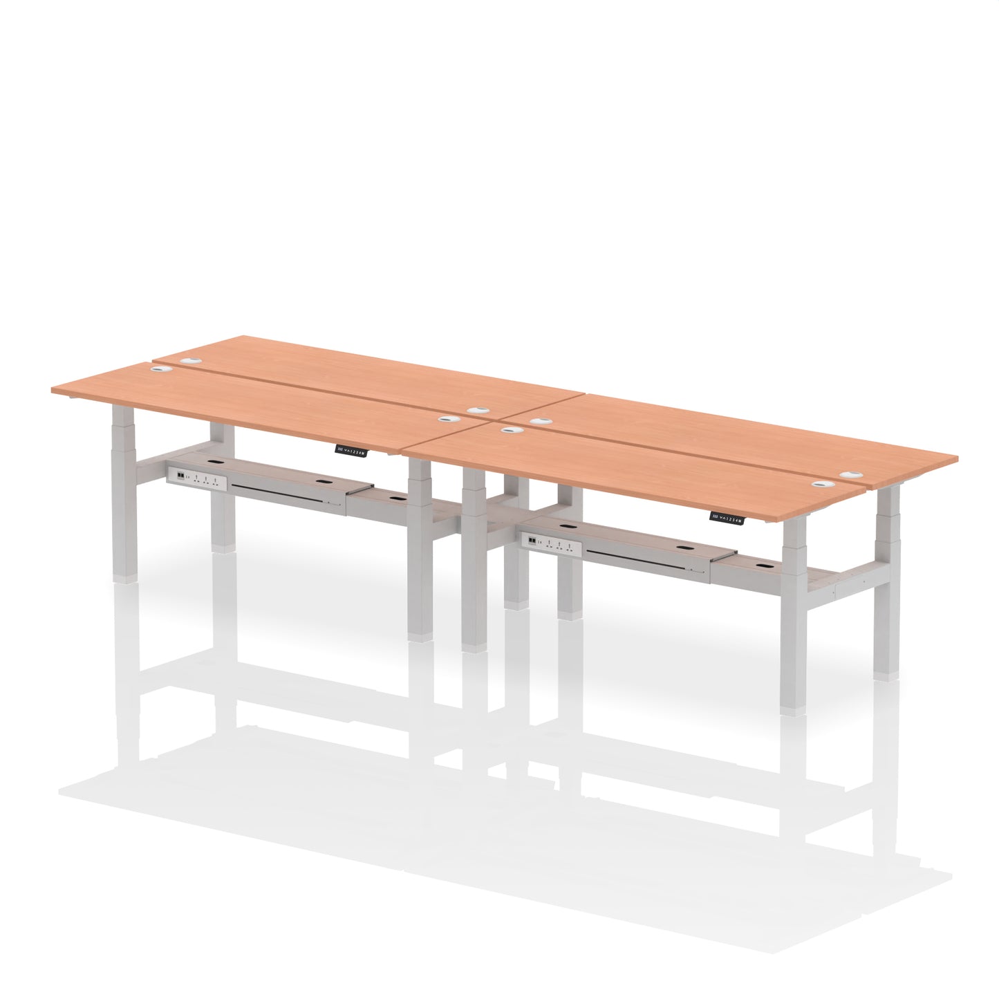 Air Back-to-Back Slimline Height Adjustable Bench Desk - 4 Person - 1200mm, 1400mm, 1600mm, 1800mm - Multiple Colour Options