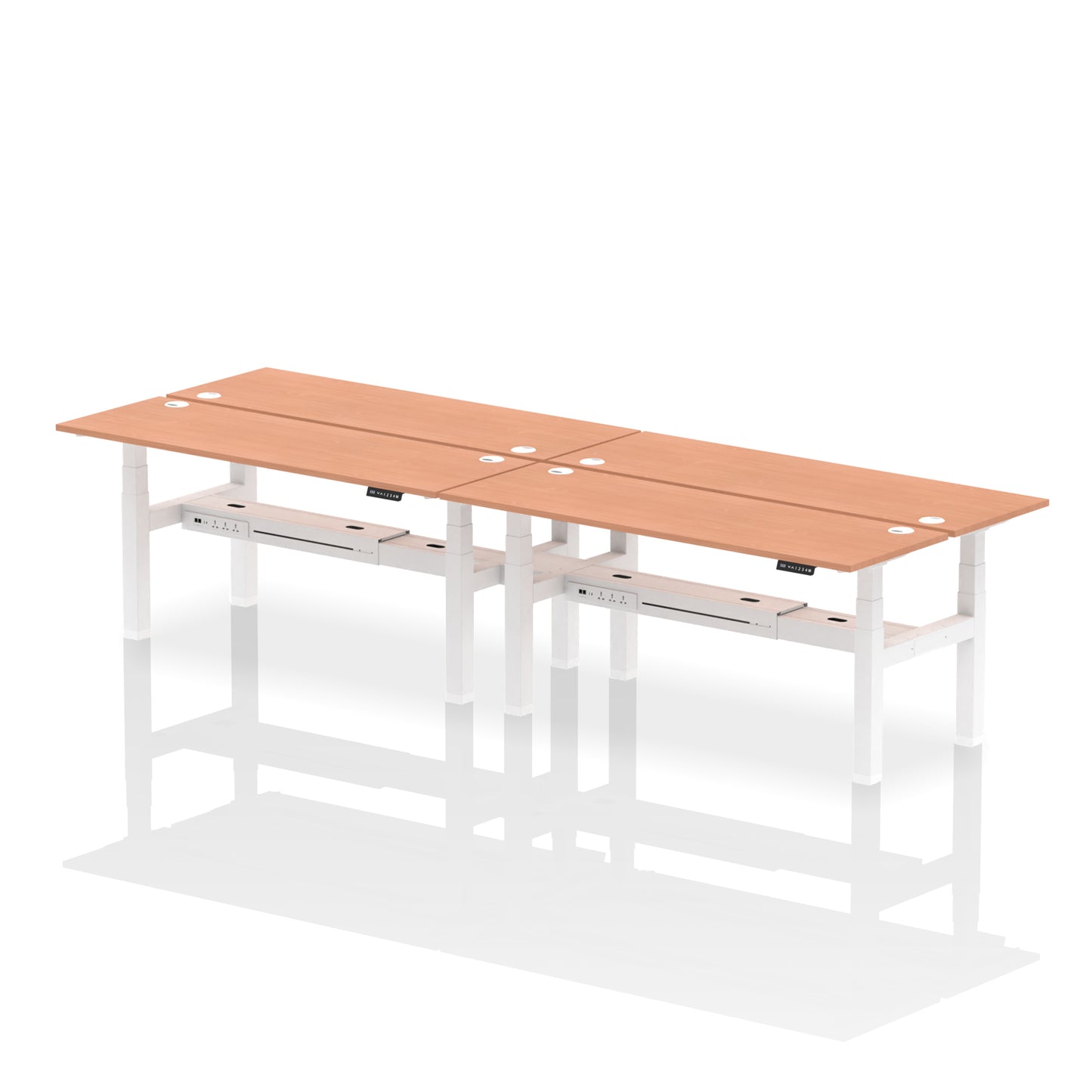 Air Back-to-Back Slimline Height Adjustable Bench Desk - 4 Person - 1200mm, 1400mm, 1600mm, 1800mm - Multiple Colour Options