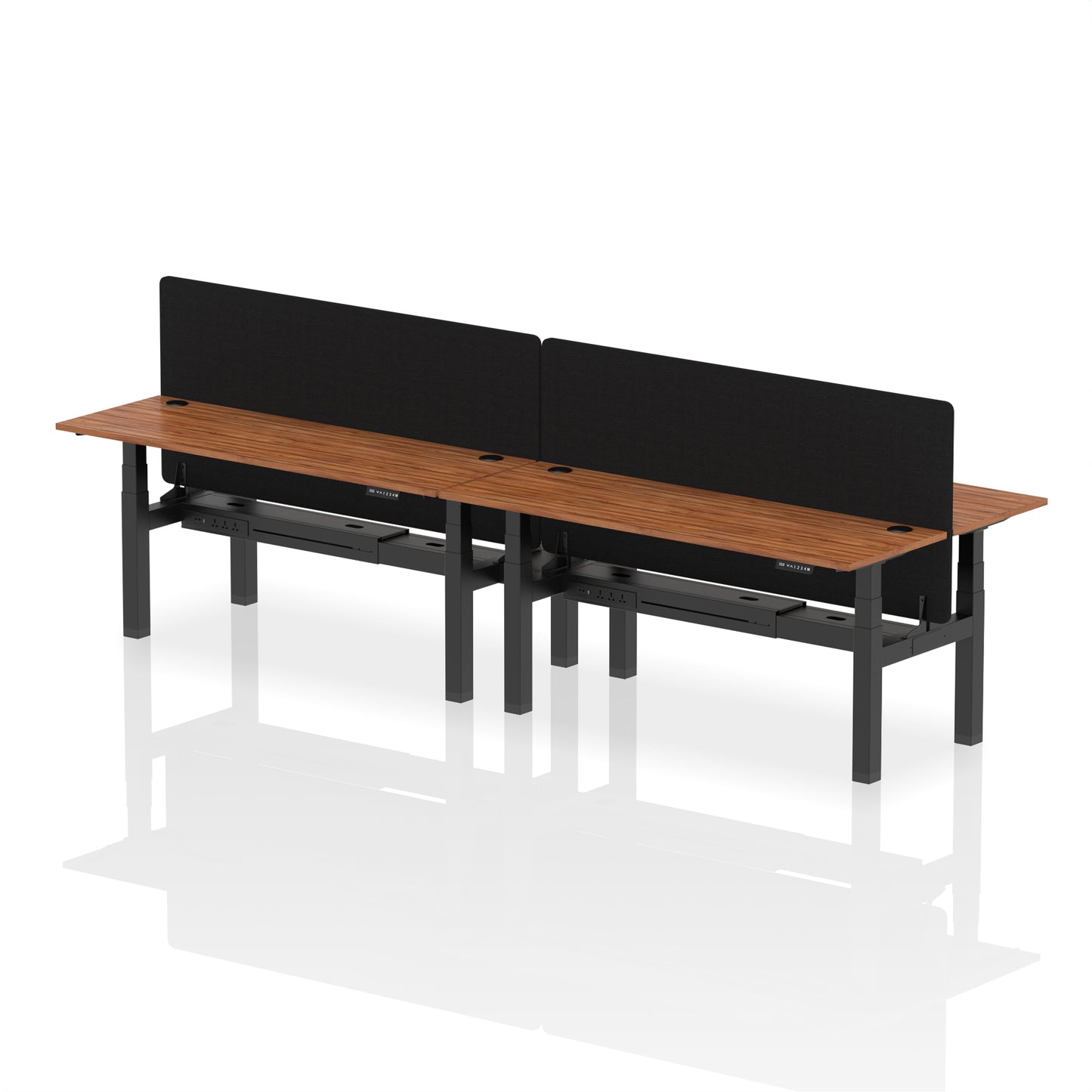 Air Back-to-Back Slimline Height Adjustable Bench Desk - 4 Person with Black Straight Screen - 1200mm, 1400mm, 1600mm, 1800mm - Multiple Colour Options