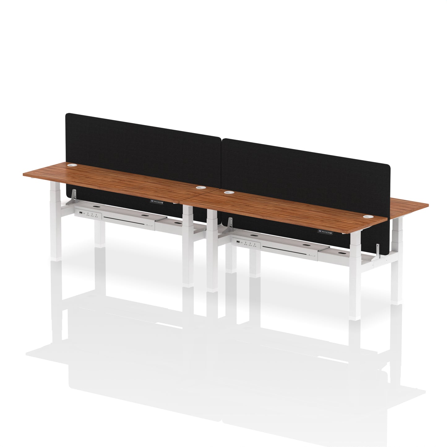 Air Back-to-Back Slimline Height Adjustable Bench Desk - 4 Person with Black Straight Screen - 1200mm, 1400mm, 1600mm, 1800mm - Multiple Colour Options