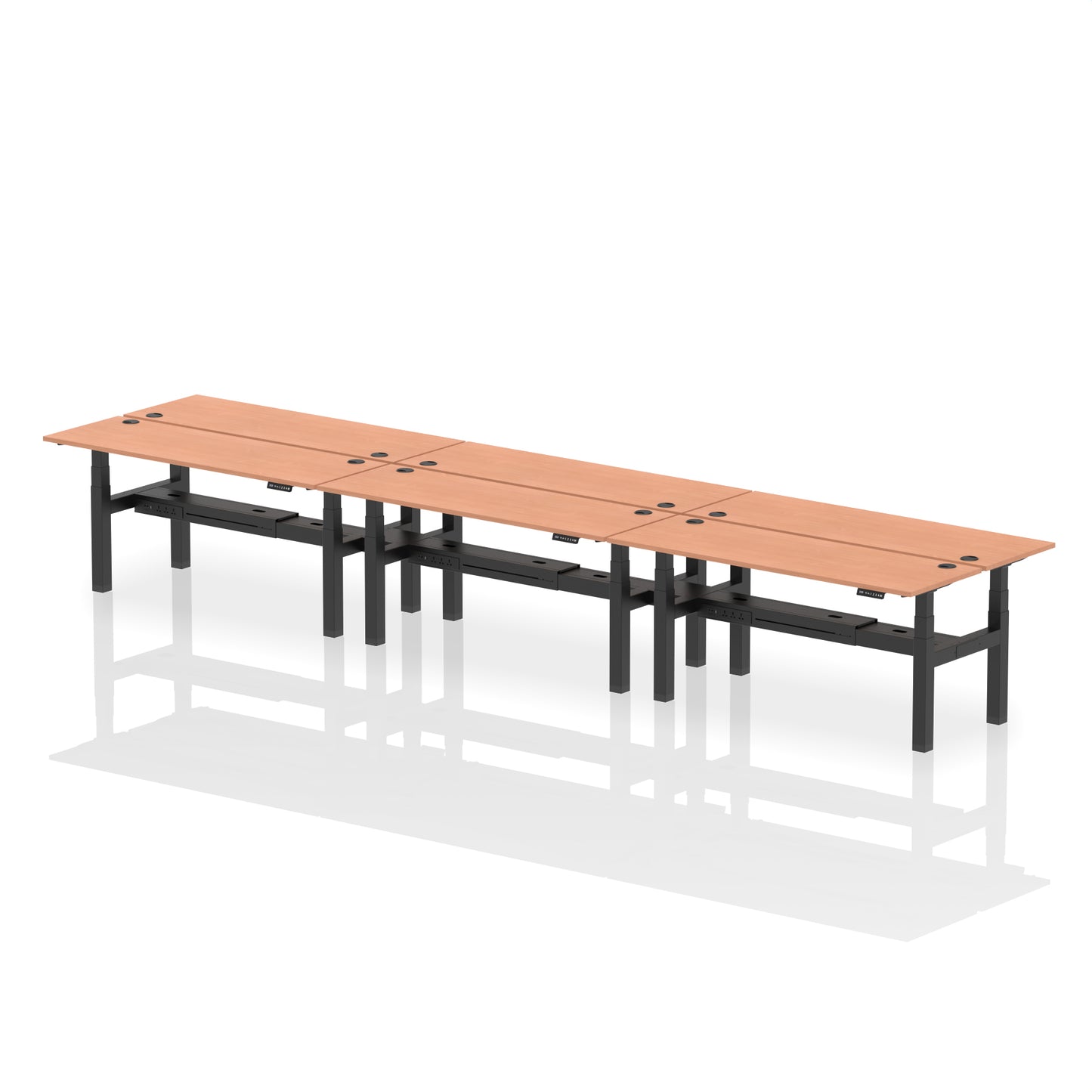 Air Back-to-Back Slimline Height Adjustable Bench Desk - 6 Person - 1200mm, 1400mm, 1600mm, 1800mm - Multiple Colour Options