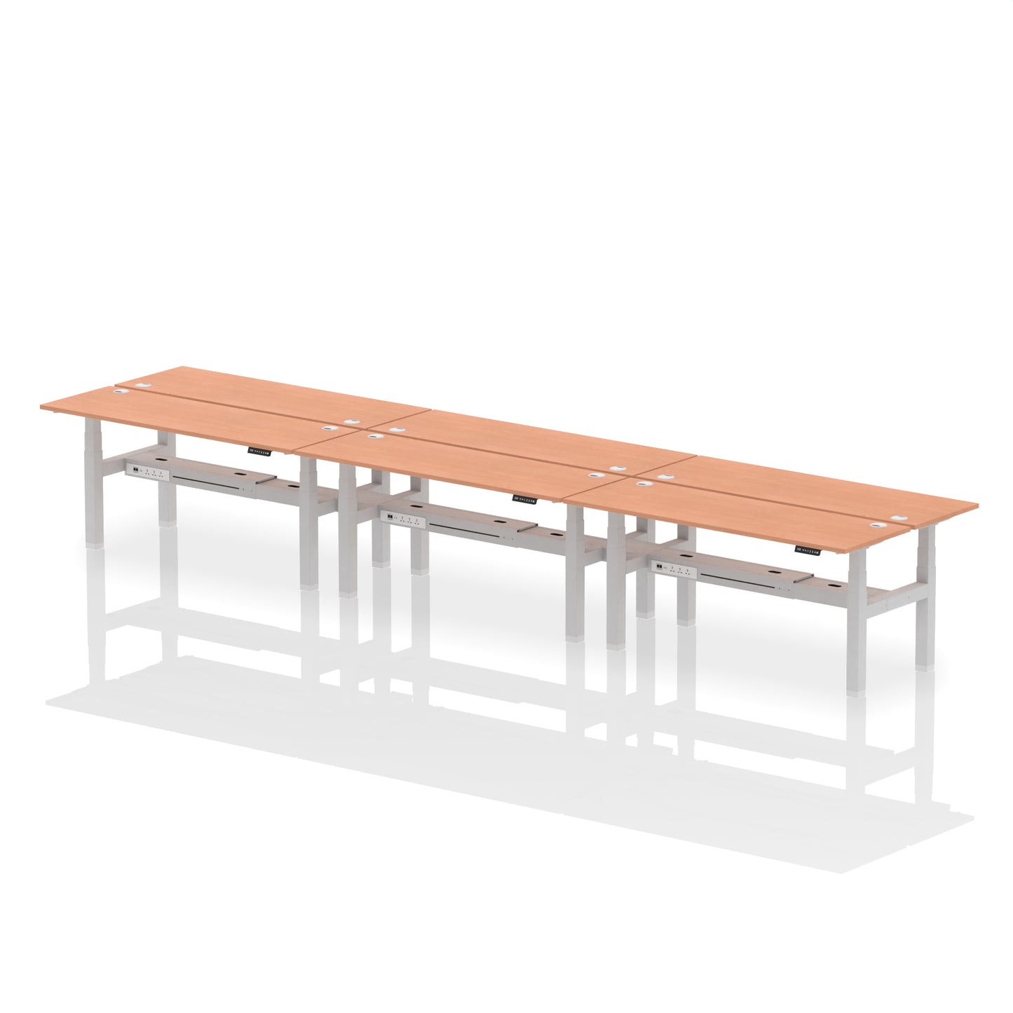 Air Back-to-Back Slimline Height Adjustable Bench Desk - 6 Person - 1200mm, 1400mm, 1600mm, 1800mm - Multiple Colour Options