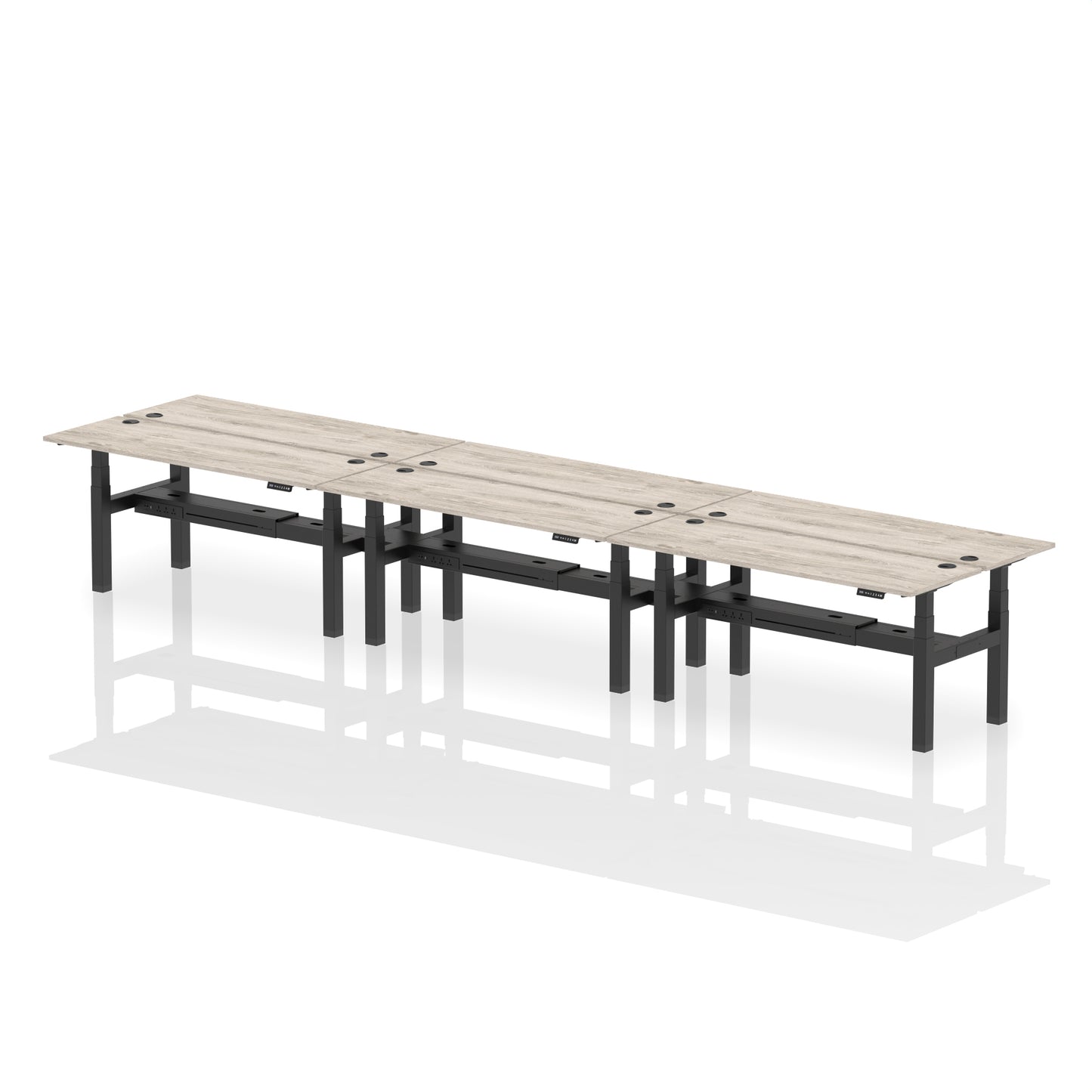 Air Back-to-Back Slimline Height Adjustable Bench Desk - 6 Person - 1200mm, 1400mm, 1600mm, 1800mm - Multiple Colour Options