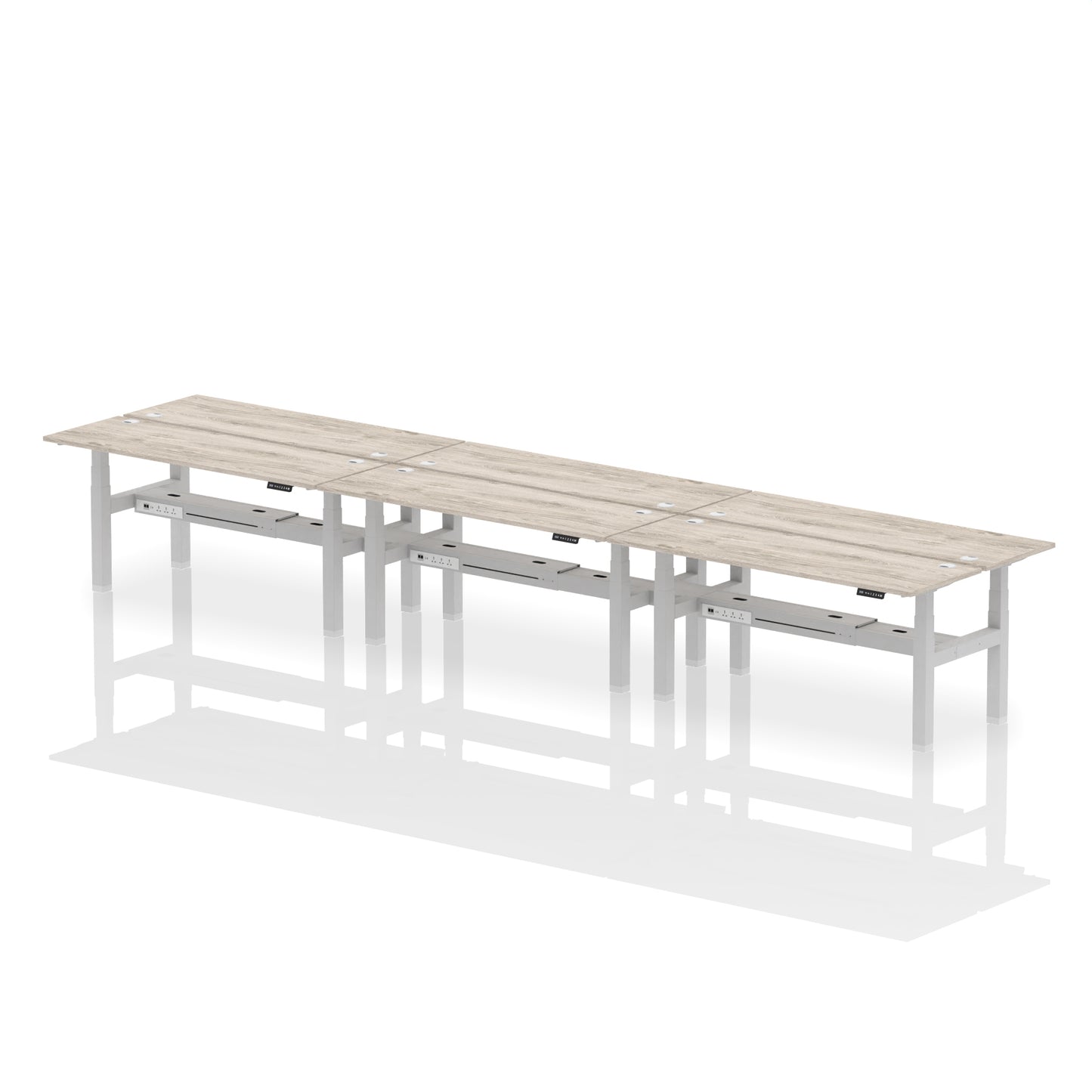 Air Back-to-Back Slimline Height Adjustable Bench Desk - 6 Person - 1200mm, 1400mm, 1600mm, 1800mm - Multiple Colour Options
