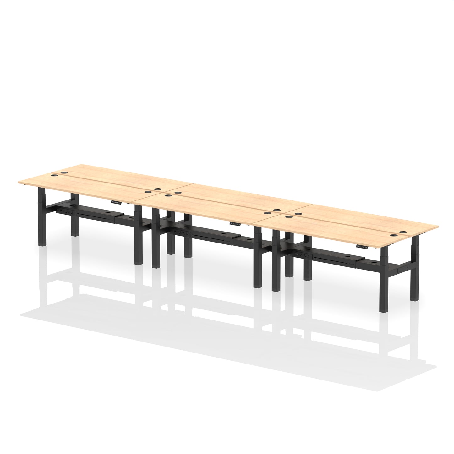 Air Back-to-Back Slimline Height Adjustable Bench Desk - 6 Person - 1200mm, 1400mm, 1600mm, 1800mm - Multiple Colour Options