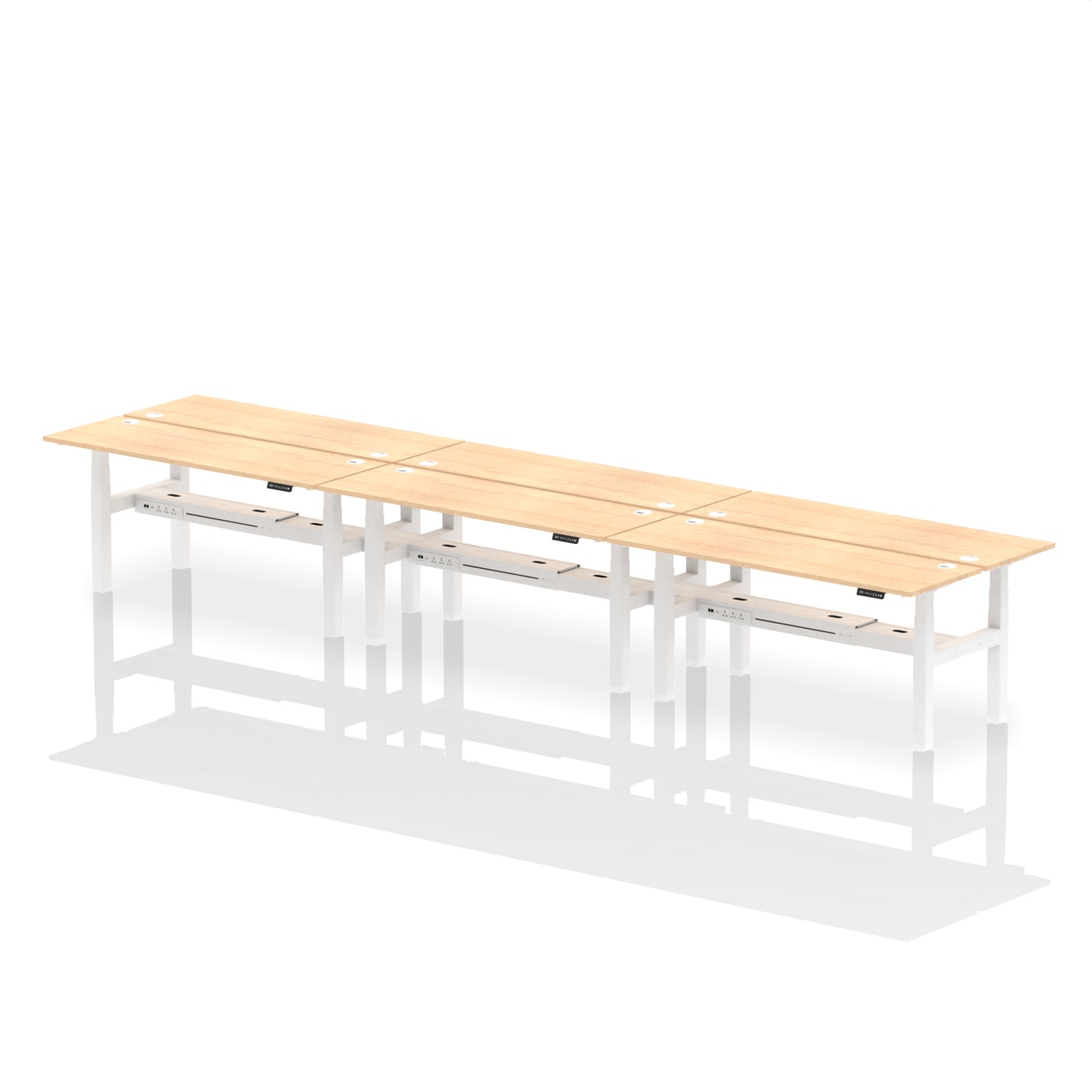 Air Back-to-Back Slimline Height Adjustable Bench Desk - 6 Person - 1200mm, 1400mm, 1600mm, 1800mm - Multiple Colour Options
