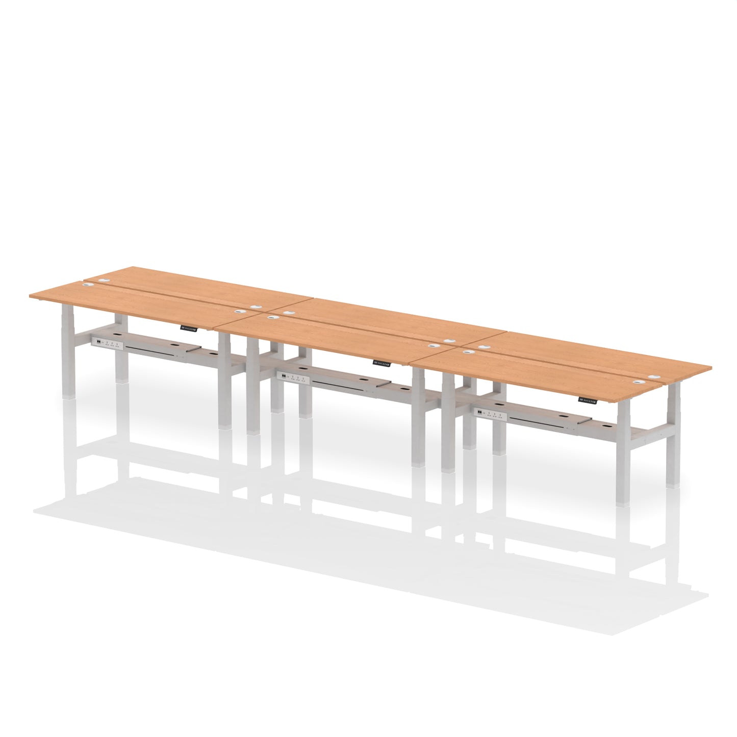 Air Back-to-Back Slimline Height Adjustable Bench Desk - 6 Person - 1200mm, 1400mm, 1600mm, 1800mm - Multiple Colour Options