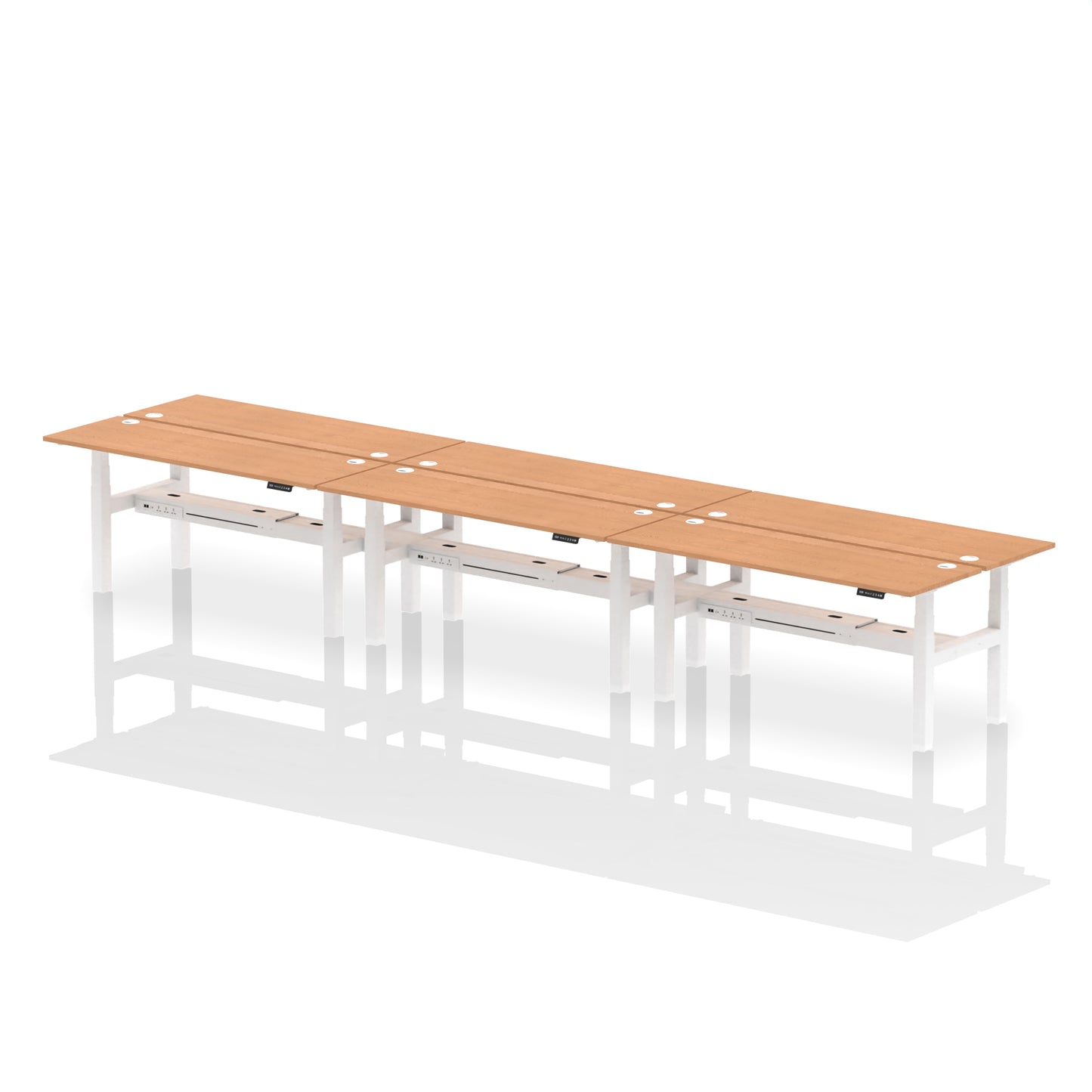 Air Back-to-Back Slimline Height Adjustable Bench Desk - 6 Person - 1200mm, 1400mm, 1600mm, 1800mm - Multiple Colour Options