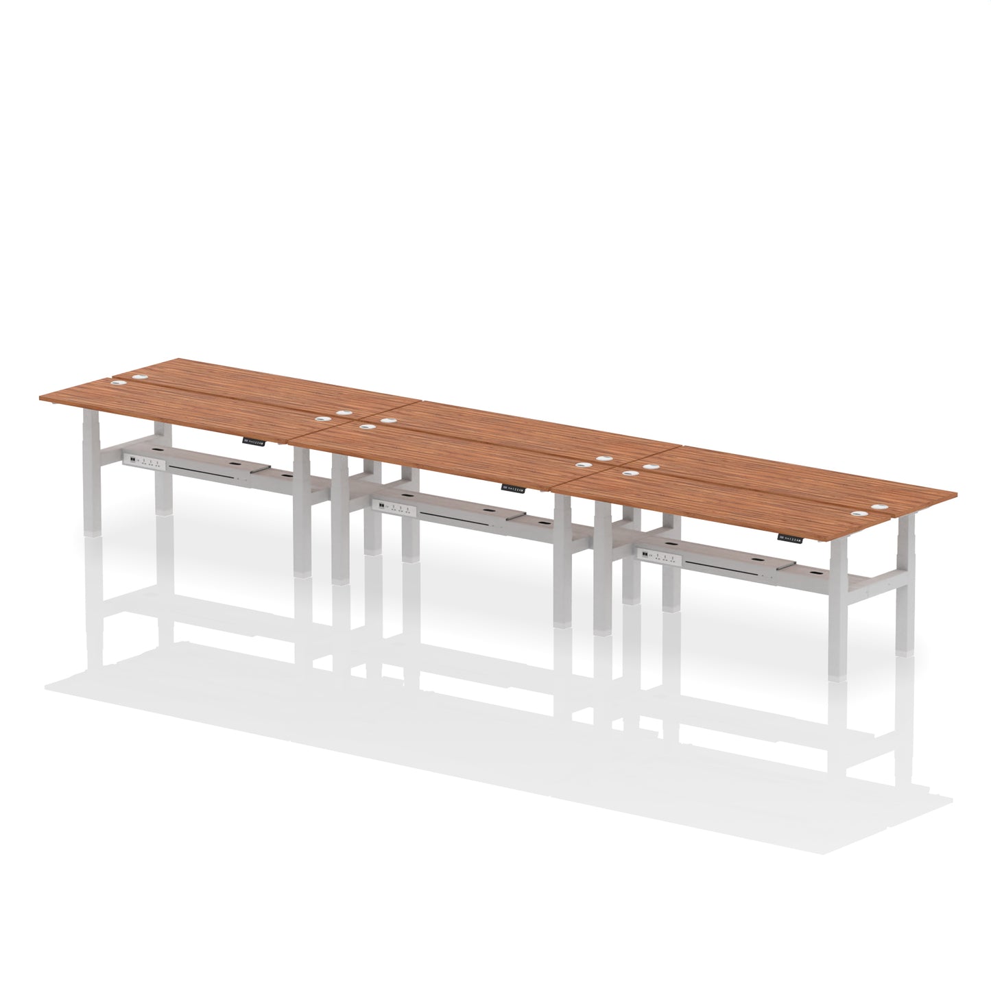 Air Back-to-Back Slimline Height Adjustable Bench Desk - 6 Person - 1200mm, 1400mm, 1600mm, 1800mm - Multiple Colour Options