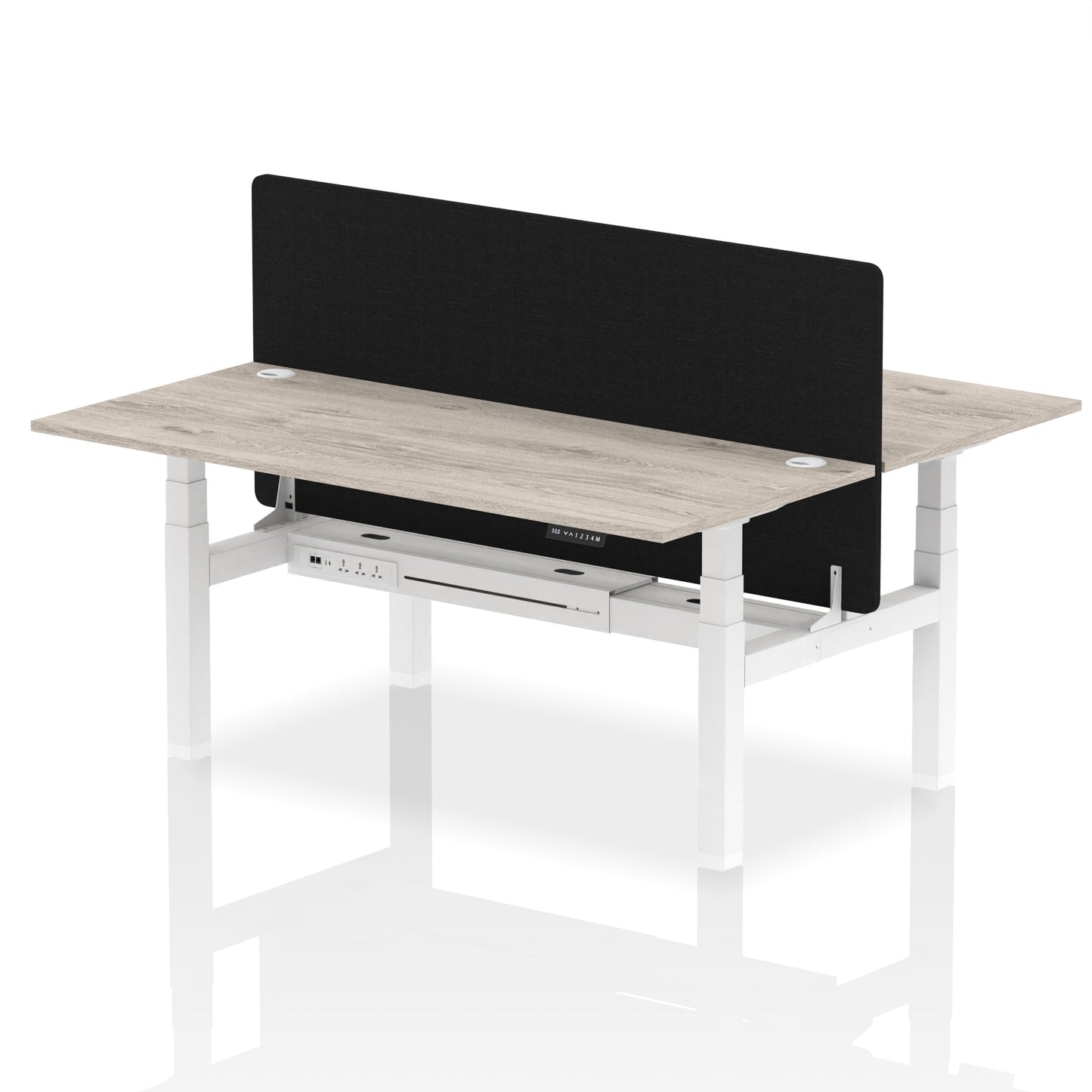 Air Back-to-Back Height Adjustable Bench Desk - 2 Person with Black Straight Screen - 1200mm, 1400mm, 1600mm, 1800mm - Multiple Colour Options