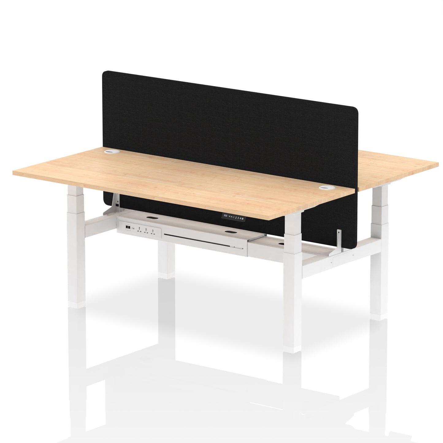 Air Back-to-Back Height Adjustable Bench Desk - 2 Person with Black Straight Screen - 1200mm, 1400mm, 1600mm, 1800mm - Multiple Colour Options