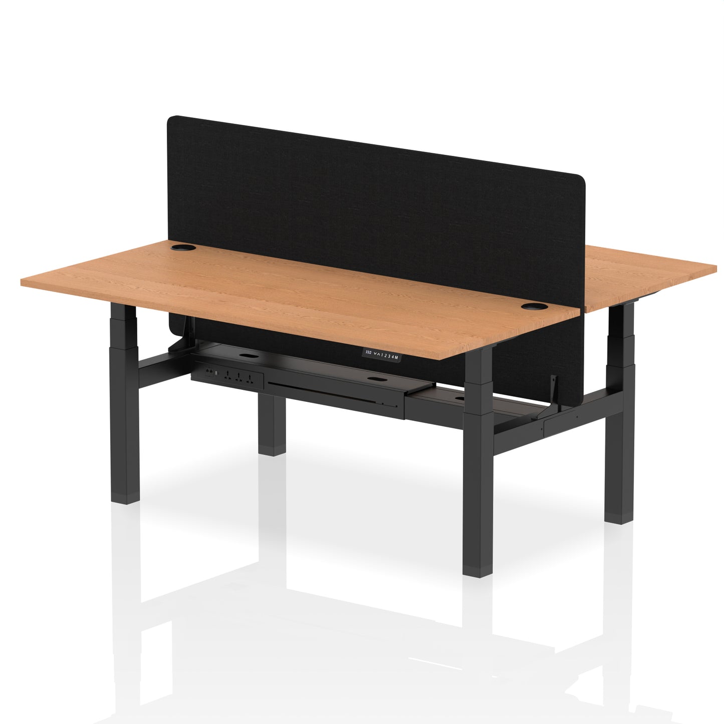 Air Back-to-Back Height Adjustable Bench Desk - 2 Person with Black Straight Screen - 1200mm, 1400mm, 1600mm, 1800mm - Multiple Colour Options