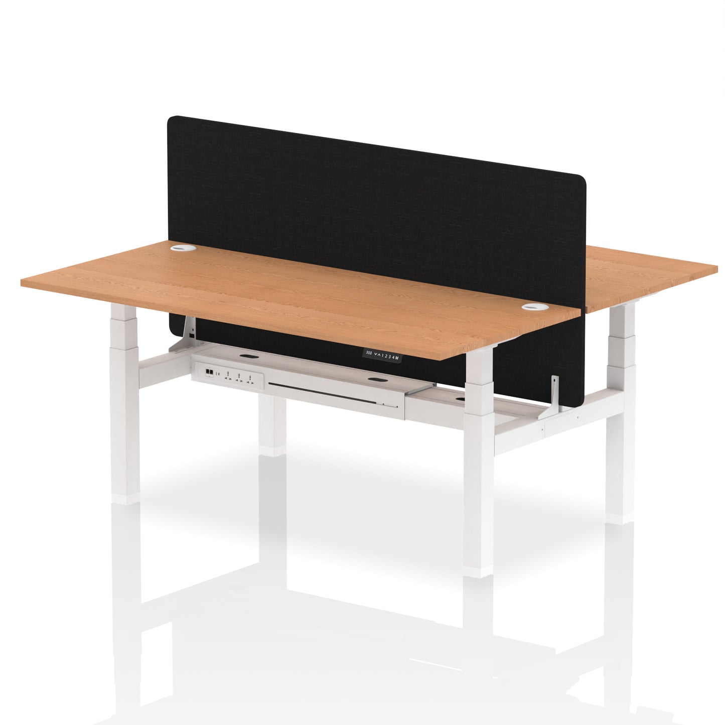 Air Back-to-Back Height Adjustable Bench Desk - 2 Person with Black Straight Screen - 1200mm, 1400mm, 1600mm, 1800mm - Multiple Colour Options