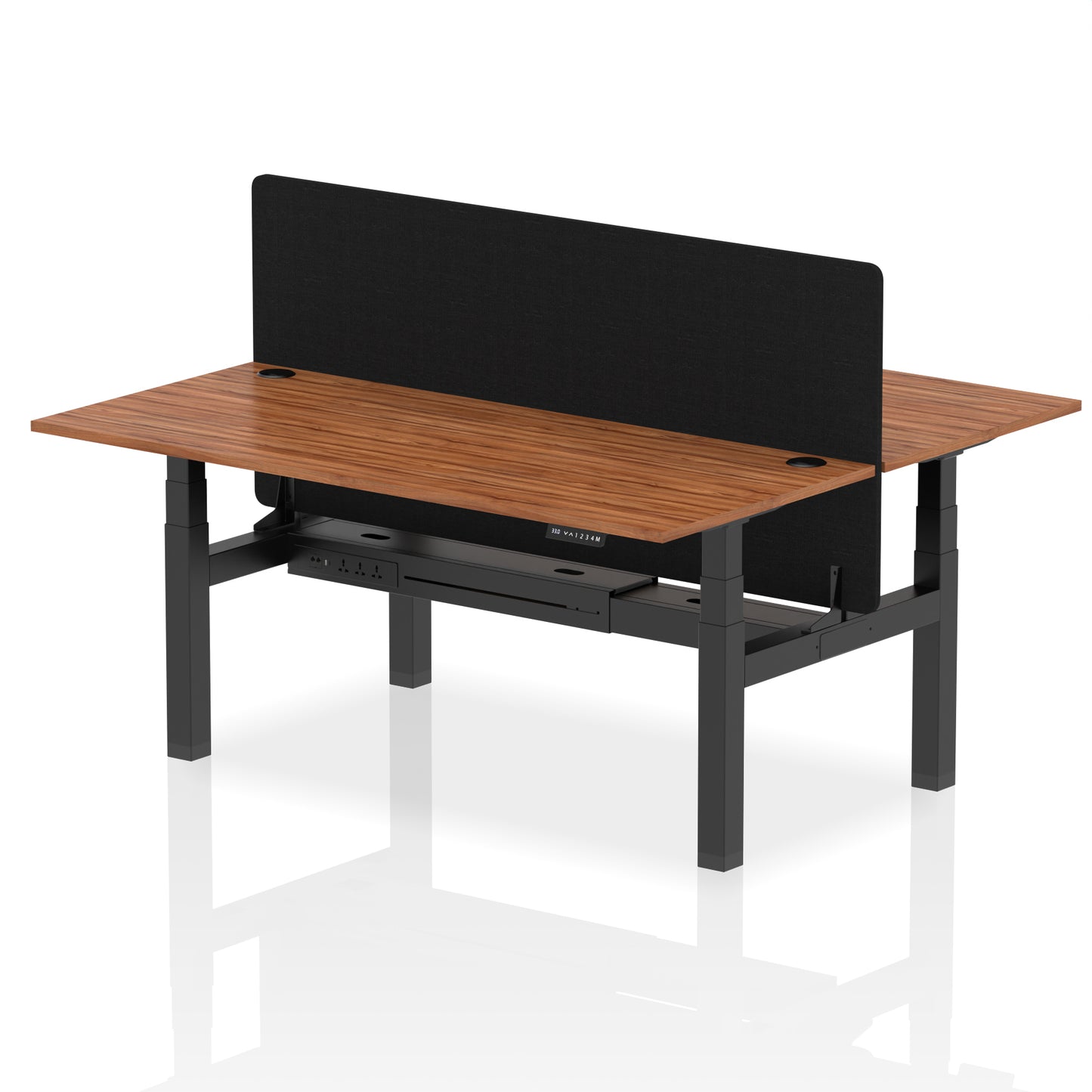 Air Back-to-Back Height Adjustable Bench Desk - 2 Person with Black Straight Screen - 1200mm, 1400mm, 1600mm, 1800mm - Multiple Colour Options