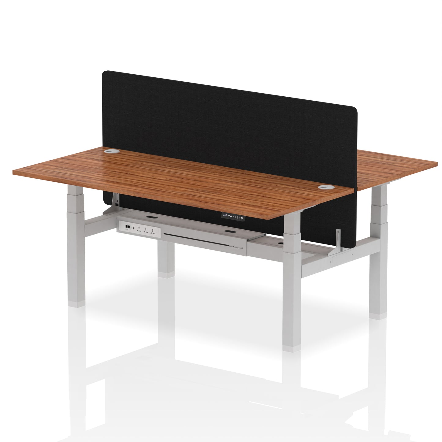 Air Back-to-Back Height Adjustable Bench Desk - 2 Person with Black Straight Screen - 1200mm, 1400mm, 1600mm, 1800mm - Multiple Colour Options