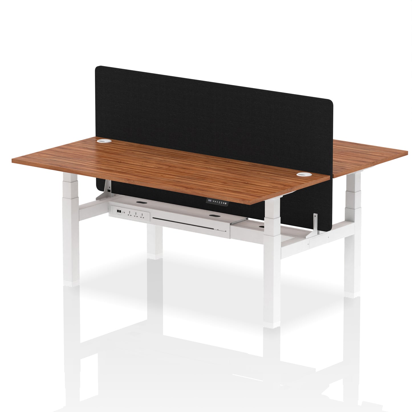 Air Back-to-Back Height Adjustable Bench Desk - 2 Person with Black Straight Screen - 1200mm, 1400mm, 1600mm, 1800mm - Multiple Colour Options