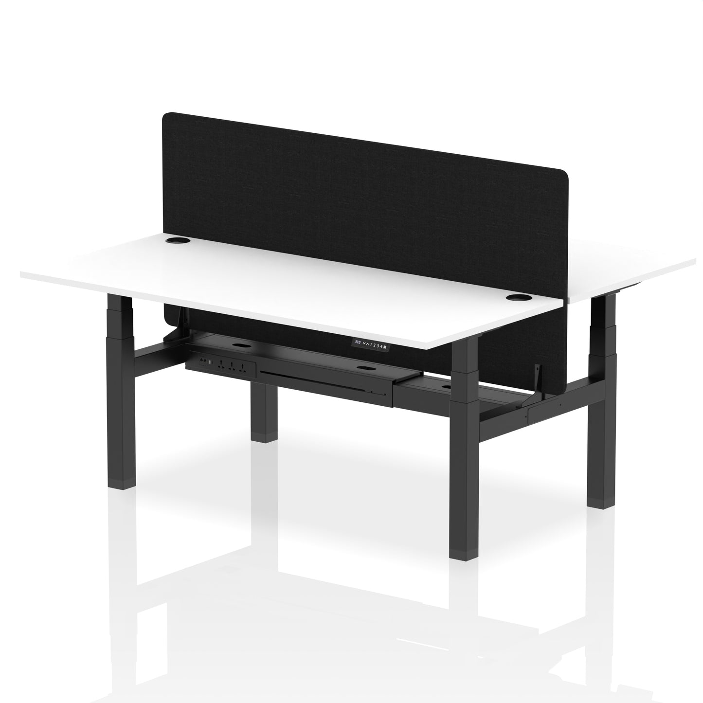 Air Back-to-Back Height Adjustable Bench Desk - 2 Person with Black Straight Screen - 1200mm, 1400mm, 1600mm, 1800mm - Multiple Colour Options