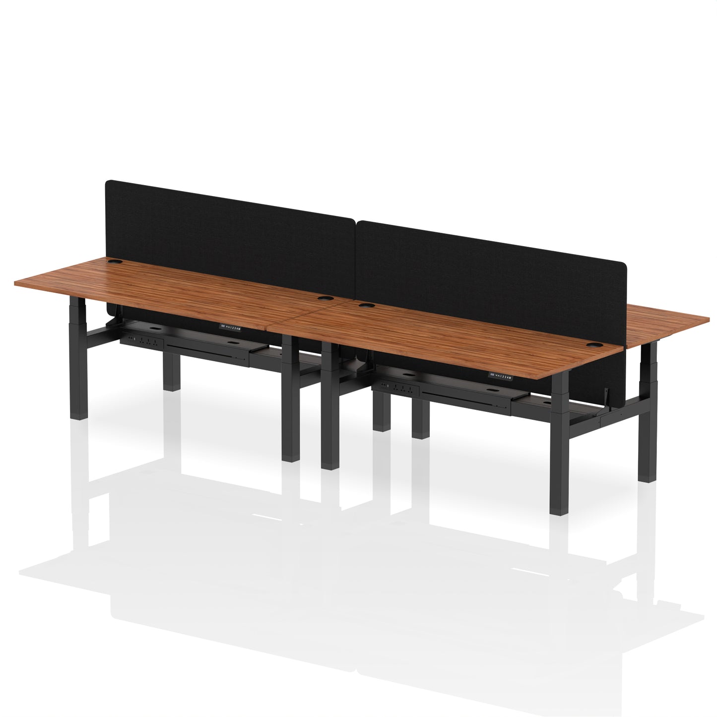 Air Back-to-Back Height Adjustable Bench Desk - 4 Person with Black Straight Screen - 1200mm, 1400mm, 1600mm, 1800mm - Multiple Colour Options