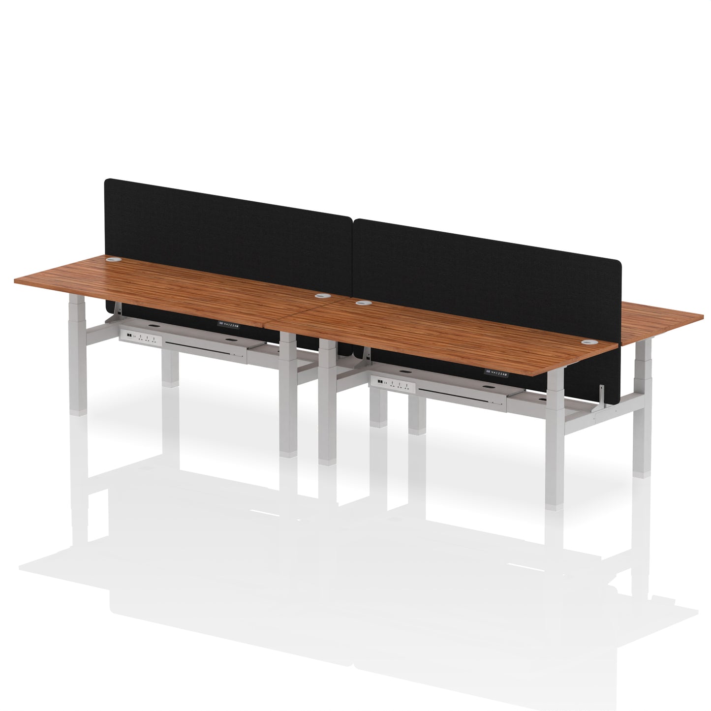 Air Back-to-Back Height Adjustable Bench Desk - 4 Person with Black Straight Screen - 1200mm, 1400mm, 1600mm, 1800mm - Multiple Colour Options