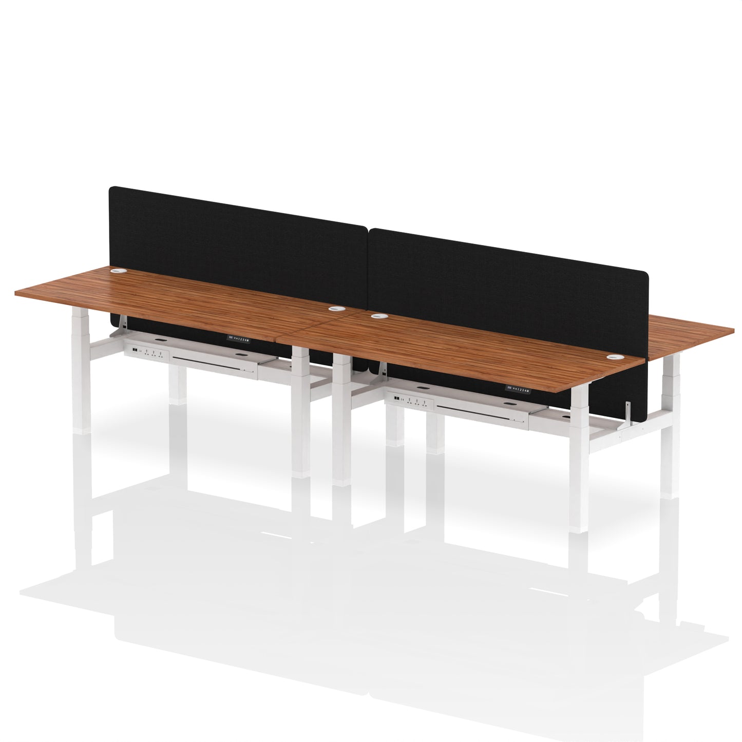 Air Back-to-Back Height Adjustable Bench Desk - 4 Person with Black Straight Screen - 1200mm, 1400mm, 1600mm, 1800mm - Multiple Colour Options