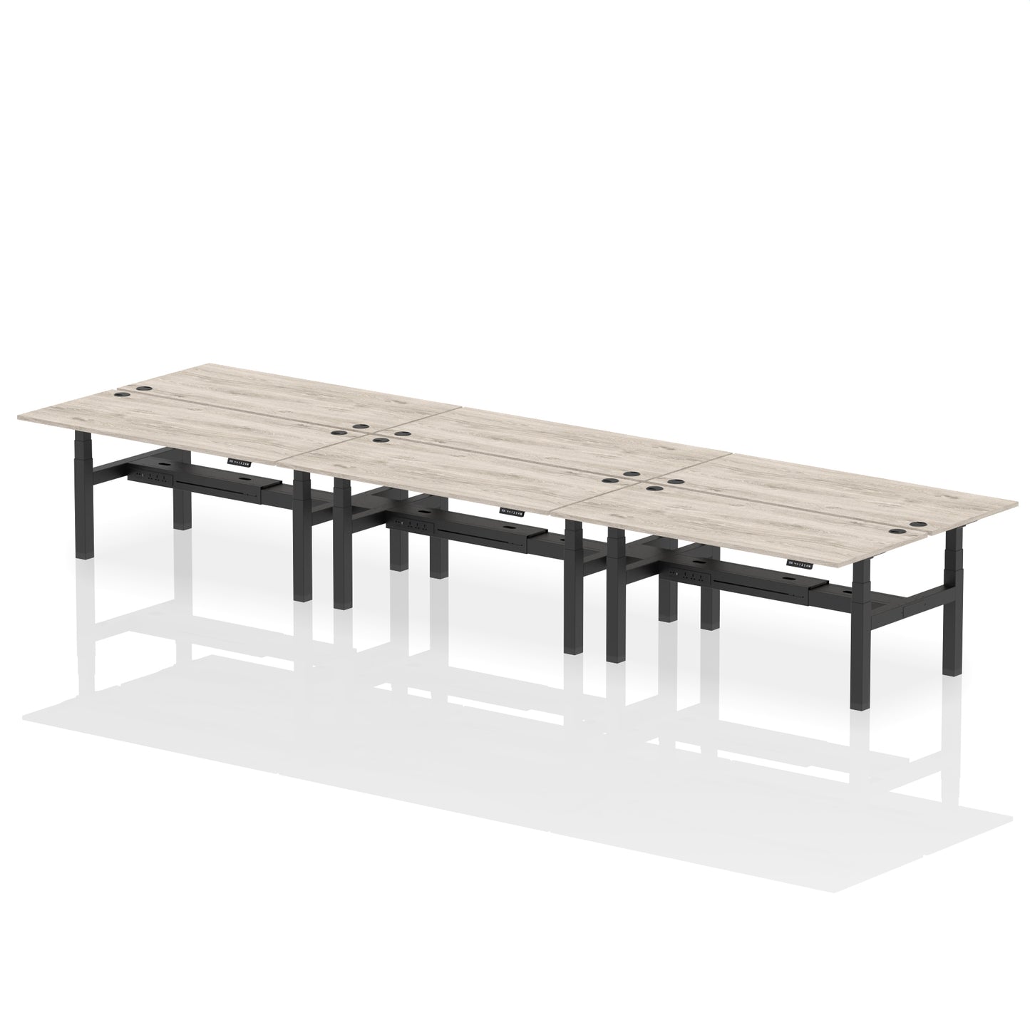 Air Back-to-Back Height Adjustable Bench Desk - 6 Person - 1200mm, 1400mm, 1600mm, 1800mm - Multiple Colour Options