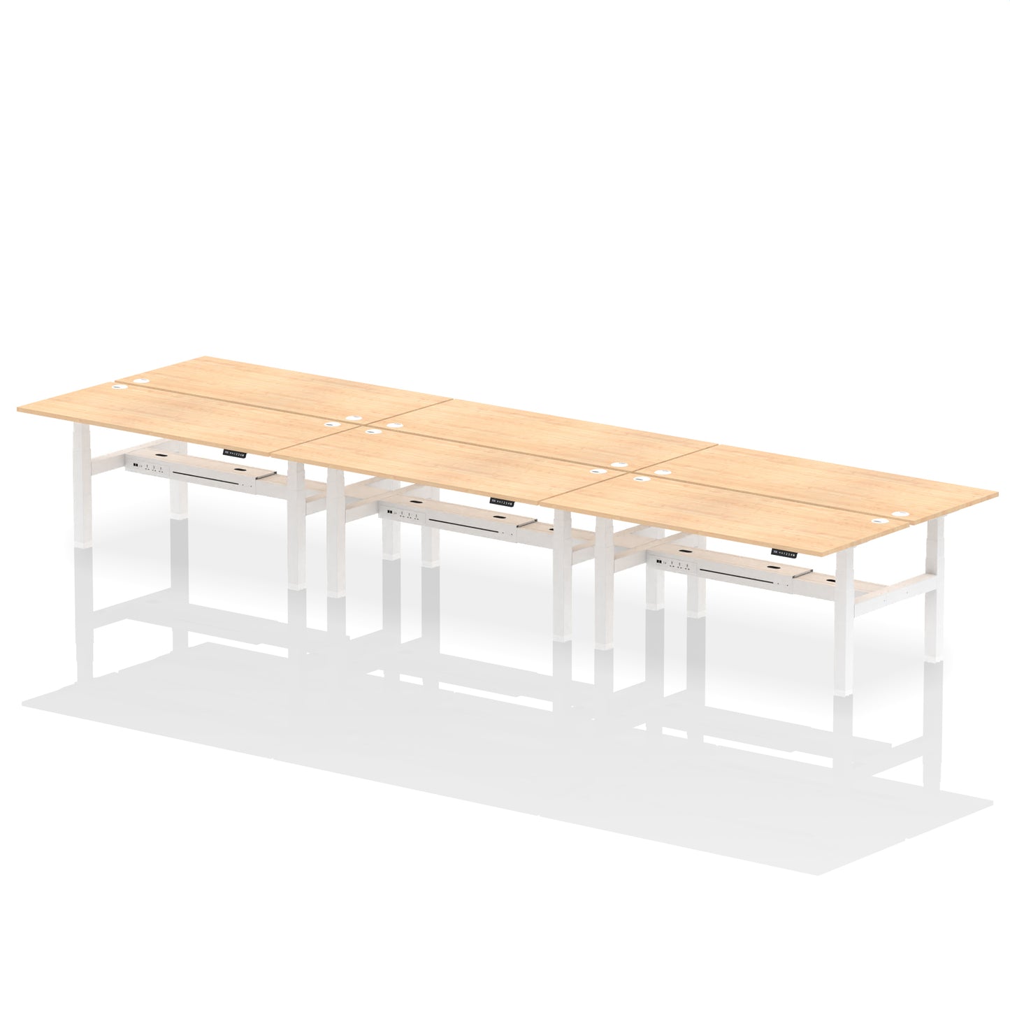 Air Back-to-Back Height Adjustable Bench Desk - 6 Person - 1200mm, 1400mm, 1600mm, 1800mm - Multiple Colour Options