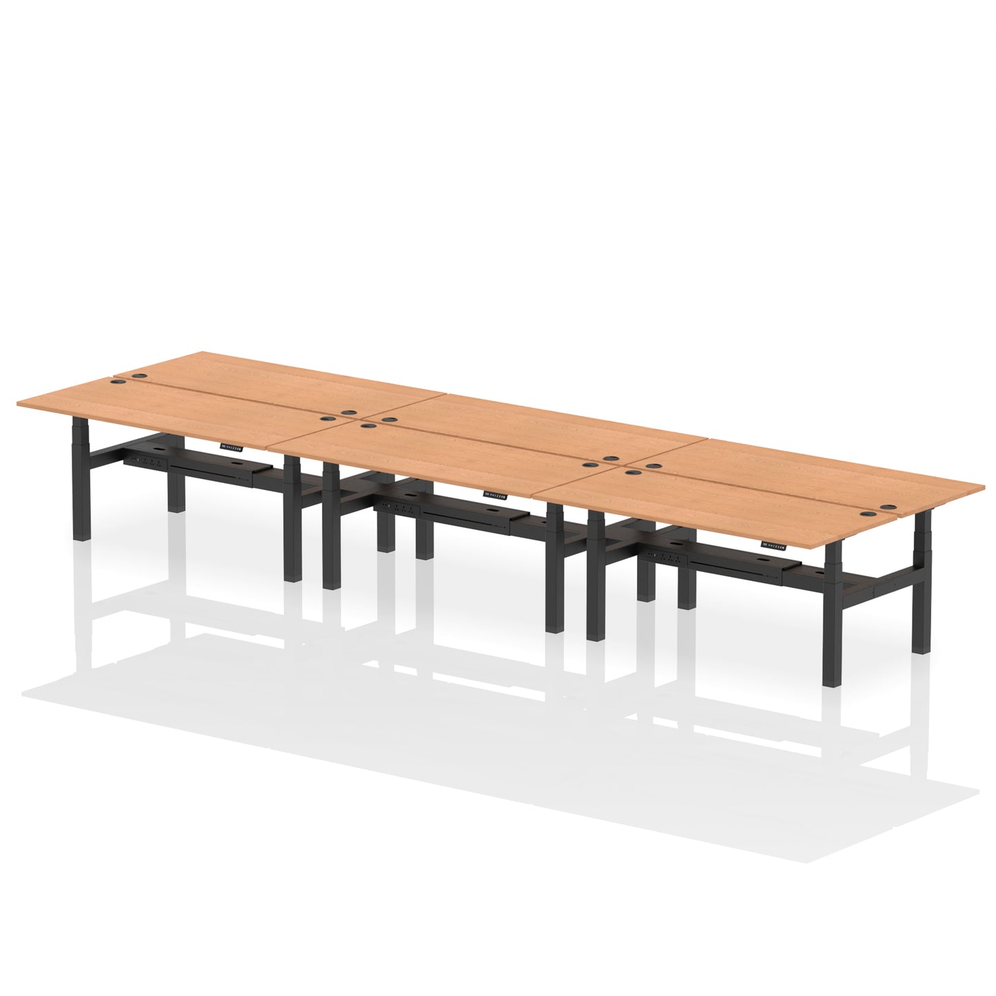 Air Back-to-Back Height Adjustable Bench Desk - 6 Person - 1200mm, 1400mm, 1600mm, 1800mm - Multiple Colour Options