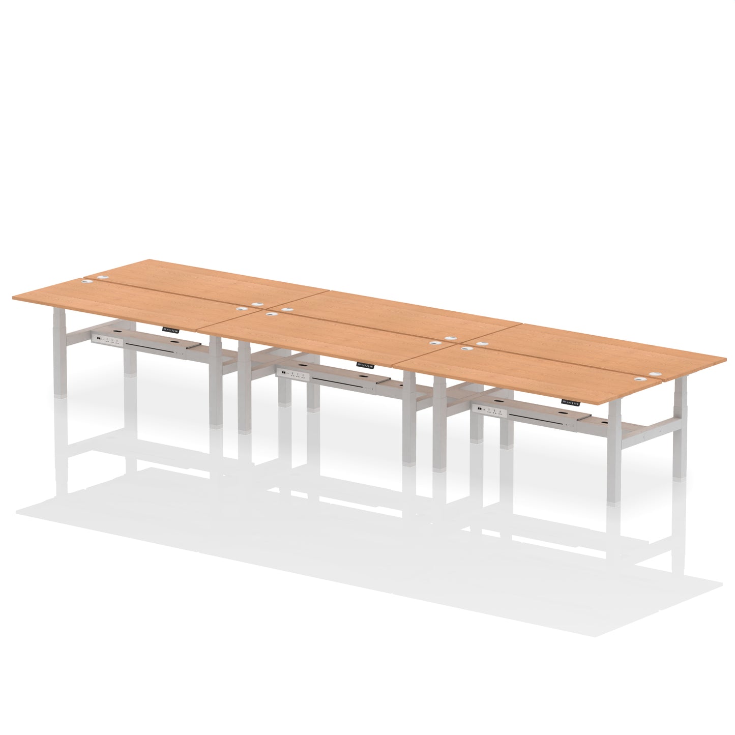 Air Back-to-Back Height Adjustable Bench Desk - 6 Person - 1200mm, 1400mm, 1600mm, 1800mm - Multiple Colour Options