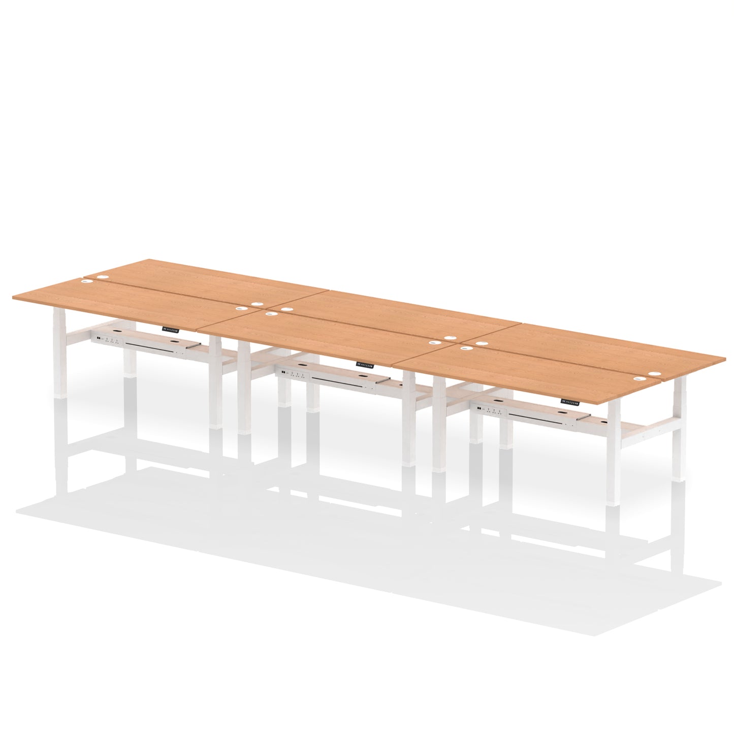 Air Back-to-Back Height Adjustable Bench Desk - 6 Person - 1200mm, 1400mm, 1600mm, 1800mm - Multiple Colour Options