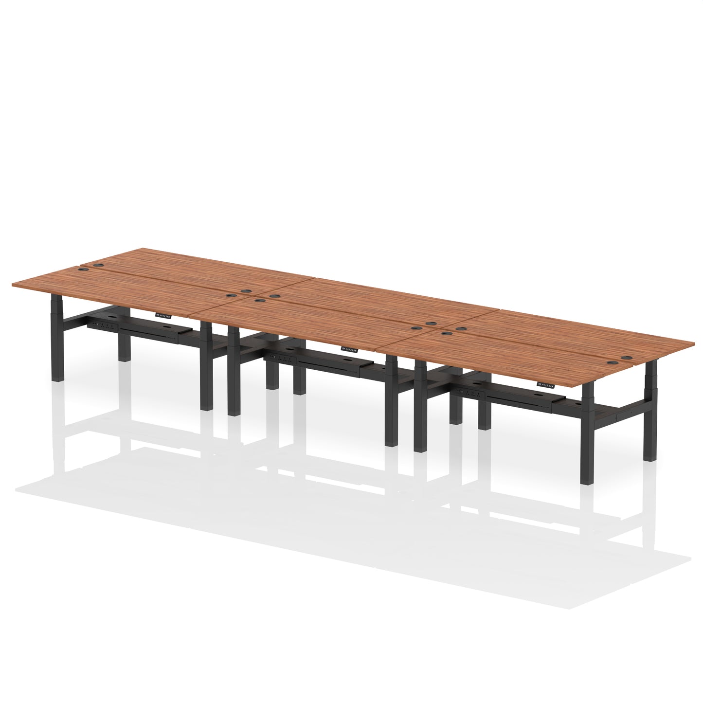 Air Back-to-Back Height Adjustable Bench Desk - 6 Person - 1200mm, 1400mm, 1600mm, 1800mm - Multiple Colour Options
