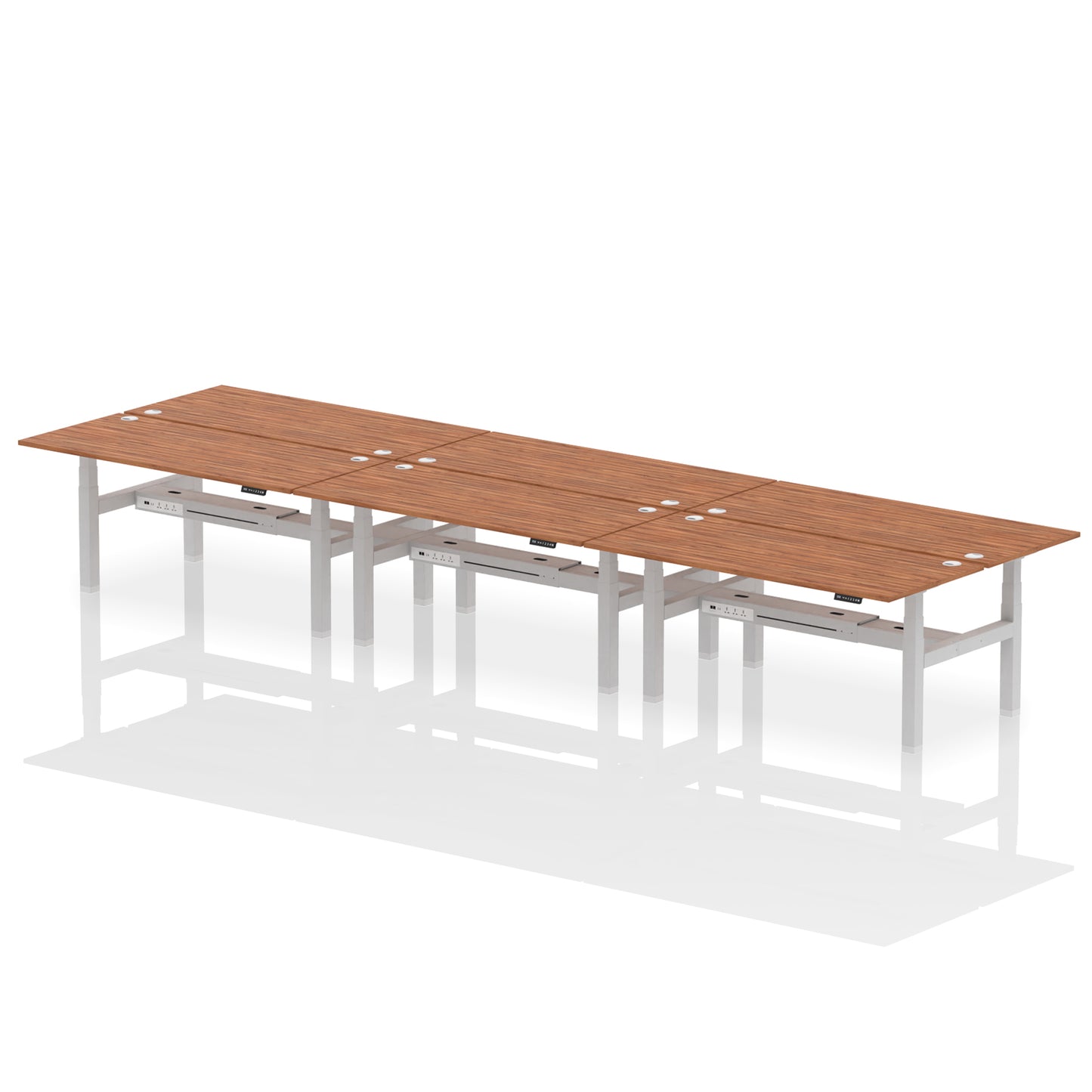 Air Back-to-Back Height Adjustable Bench Desk - 6 Person - 1200mm, 1400mm, 1600mm, 1800mm - Multiple Colour Options