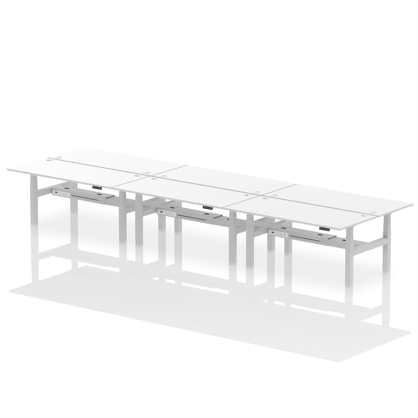 Air Back-to-Back Height Adjustable Bench Desk - 6 Person - 1200mm, 1400mm, 1600mm, 1800mm - Multiple Colour Options