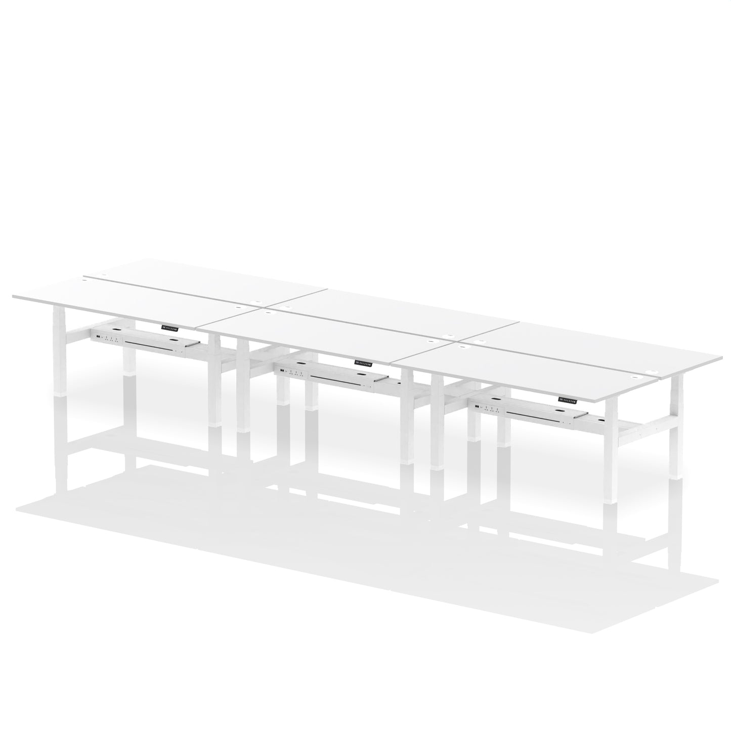 Air Back-to-Back Height Adjustable Bench Desk - 6 Person - 1200mm, 1400mm, 1600mm, 1800mm - Multiple Colour Options