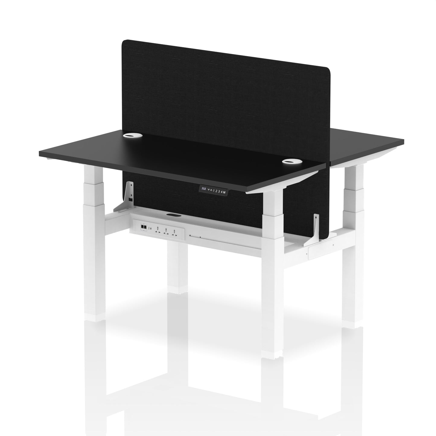 Air Back-to-Back Slimline Height Adjustable Bench Desk - 2 Person with Black Straight Screen - 1200mm, 1400mm, 1600mm, 1800mm - Multiple Colour Options