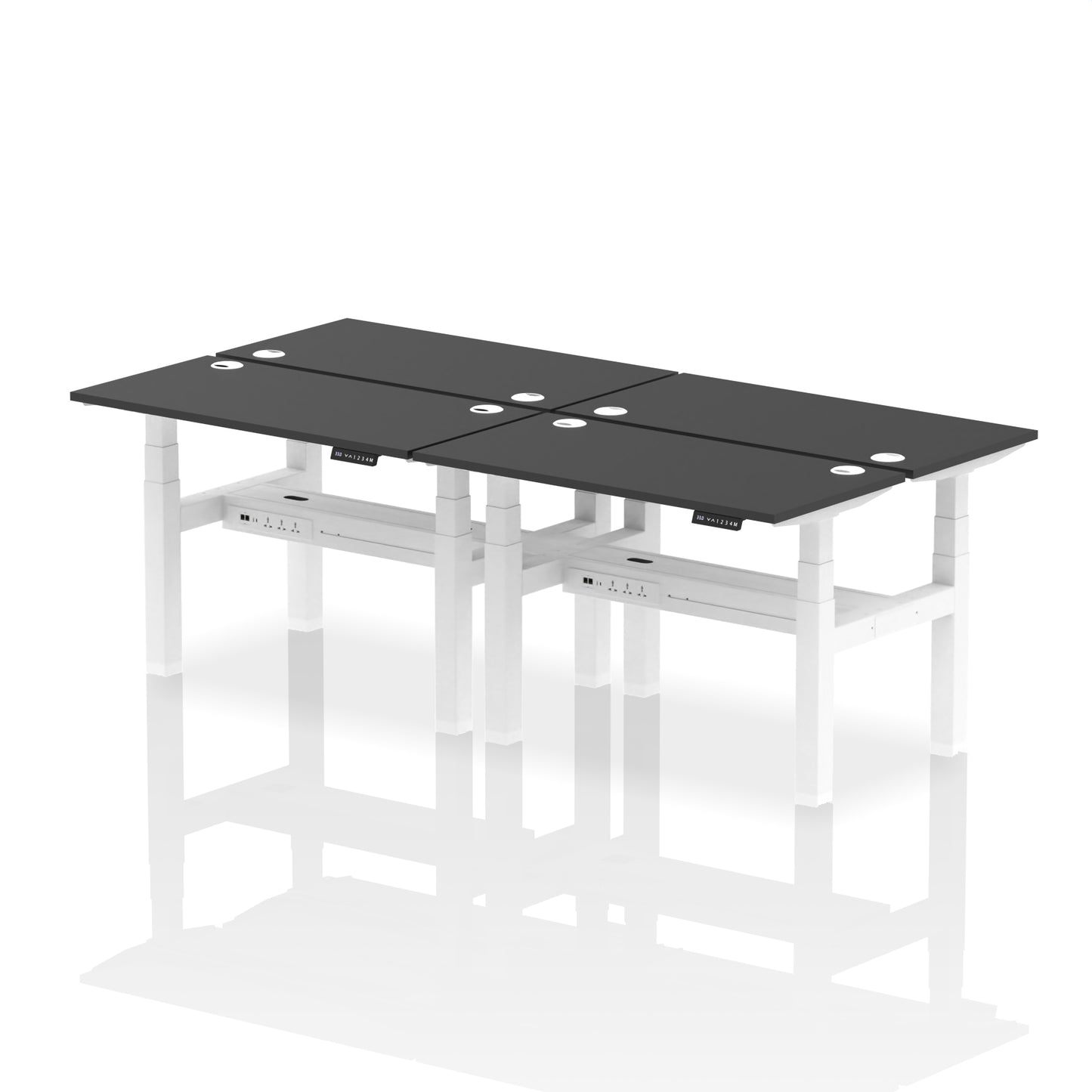 Air Back-to-Back Slimline Height Adjustable Bench Desk - 4 Person - 1200mm, 1400mm, 1600mm, 1800mm - Multiple Colour Options