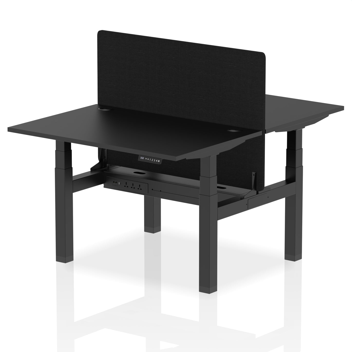 Air Back-to-Back Height Adjustable Bench Desk - 2 Person with Black Straight Screen - 1200mm, 1400mm, 1600mm, 1800mm - Multiple Colour Options