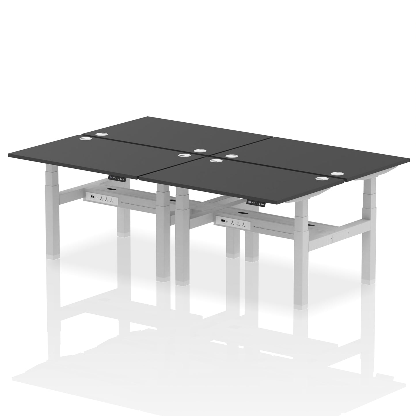 Air Back-to-Back Height Adjustable Bench Desk - 4 Person - 1200mm, 1400mm, 1600mm, 1800mm - Multiple Colour Options