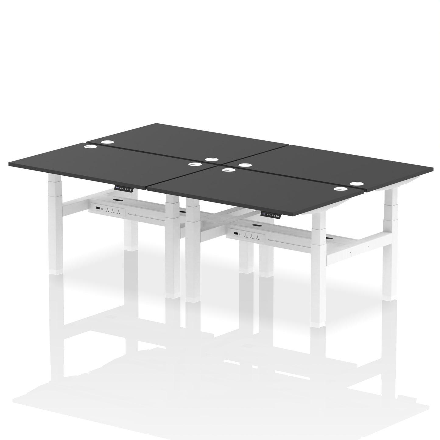 Air Back-to-Back Height Adjustable Bench Desk - 4 Person - 1200mm, 1400mm, 1600mm, 1800mm - Multiple Colour Options
