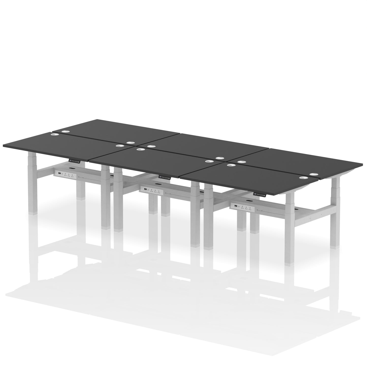 Air Back-to-Back Height Adjustable Bench Desk - 6 Person - 1200mm, 1400mm, 1600mm, 1800mm - Multiple Colour Options