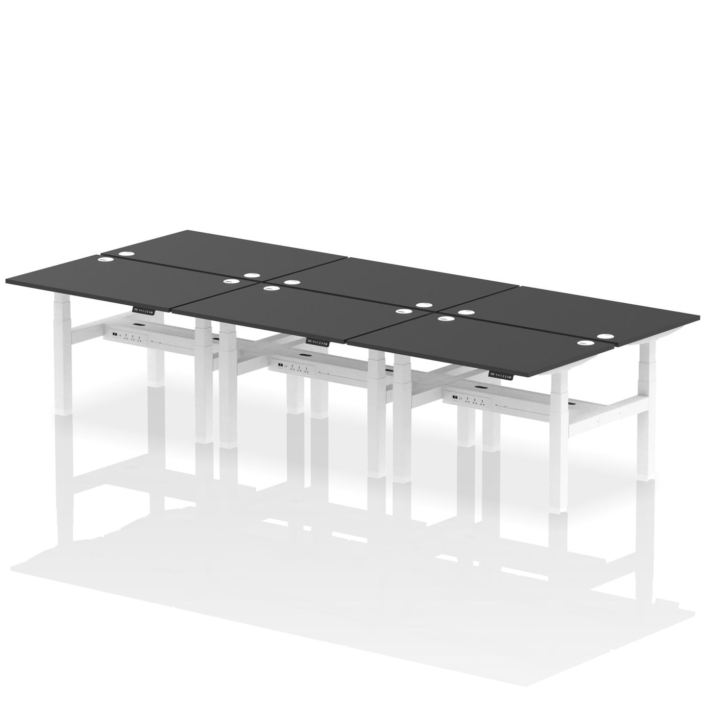 Air Back-to-Back Height Adjustable Bench Desk - 6 Person - 1200mm, 1400mm, 1600mm, 1800mm - Multiple Colour Options